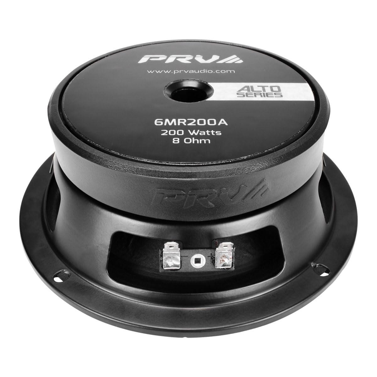 PRV Audio Altavoz de rango medio poco profundo de 6,5 pulgadas, 6MR200A, potencia de programa de 200 vatios, 8 ohmios de montaje superficial para coche, bobina de voz de 1.5 pulgadas, 100 vatios RMS, compacto para puertas (individual)