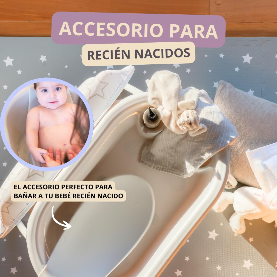 Bañera Nuzu Bebe Ergonómica Compacta con Cambiador y Sistema Antimoho
