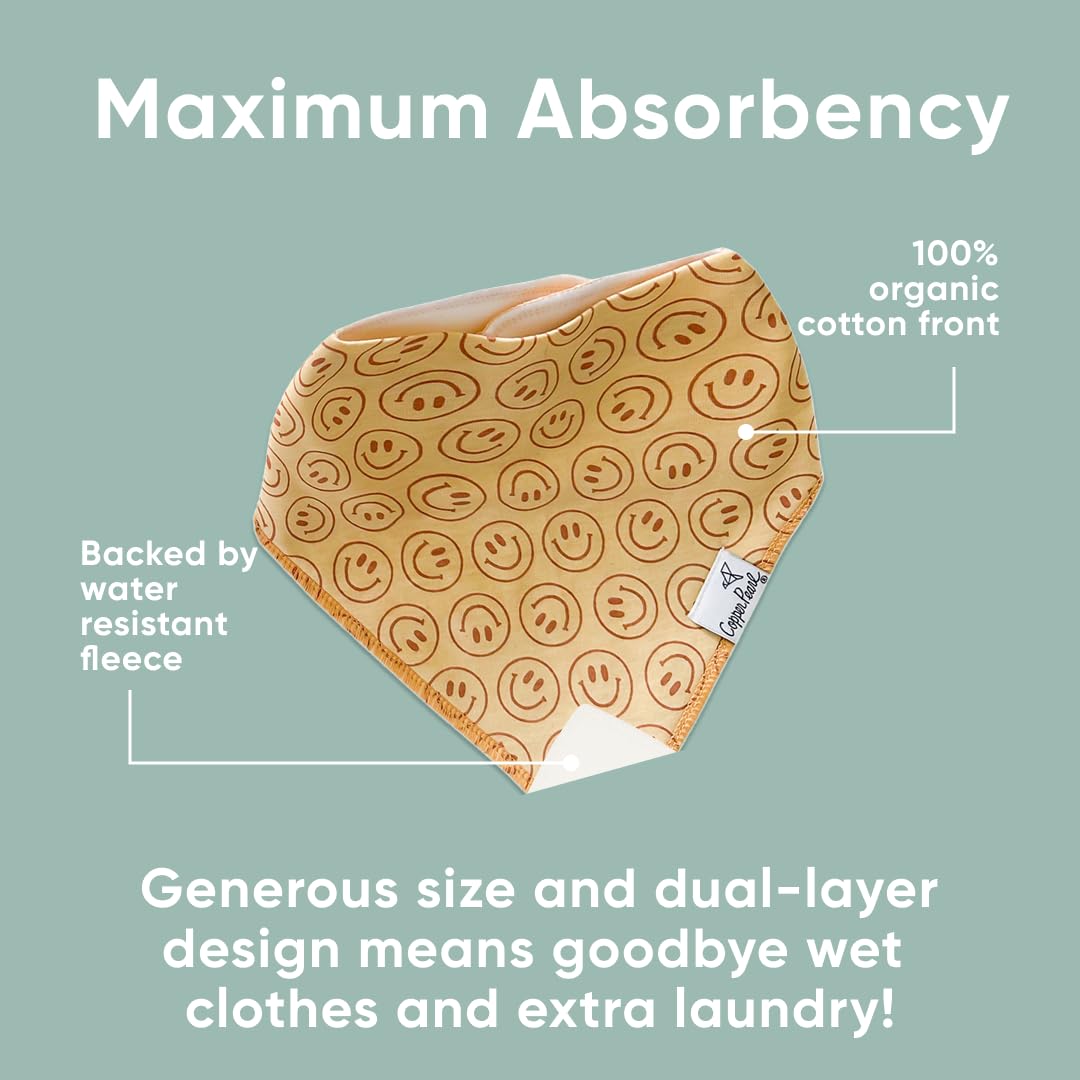 Copper Pearl - Paquete de 4 baberos de algodón suave para babeo y dentición, baberos absorbentes para bebés y niños, ajustables para adaptarse a recién nacidos a niños pequeños, toneladas de estilos