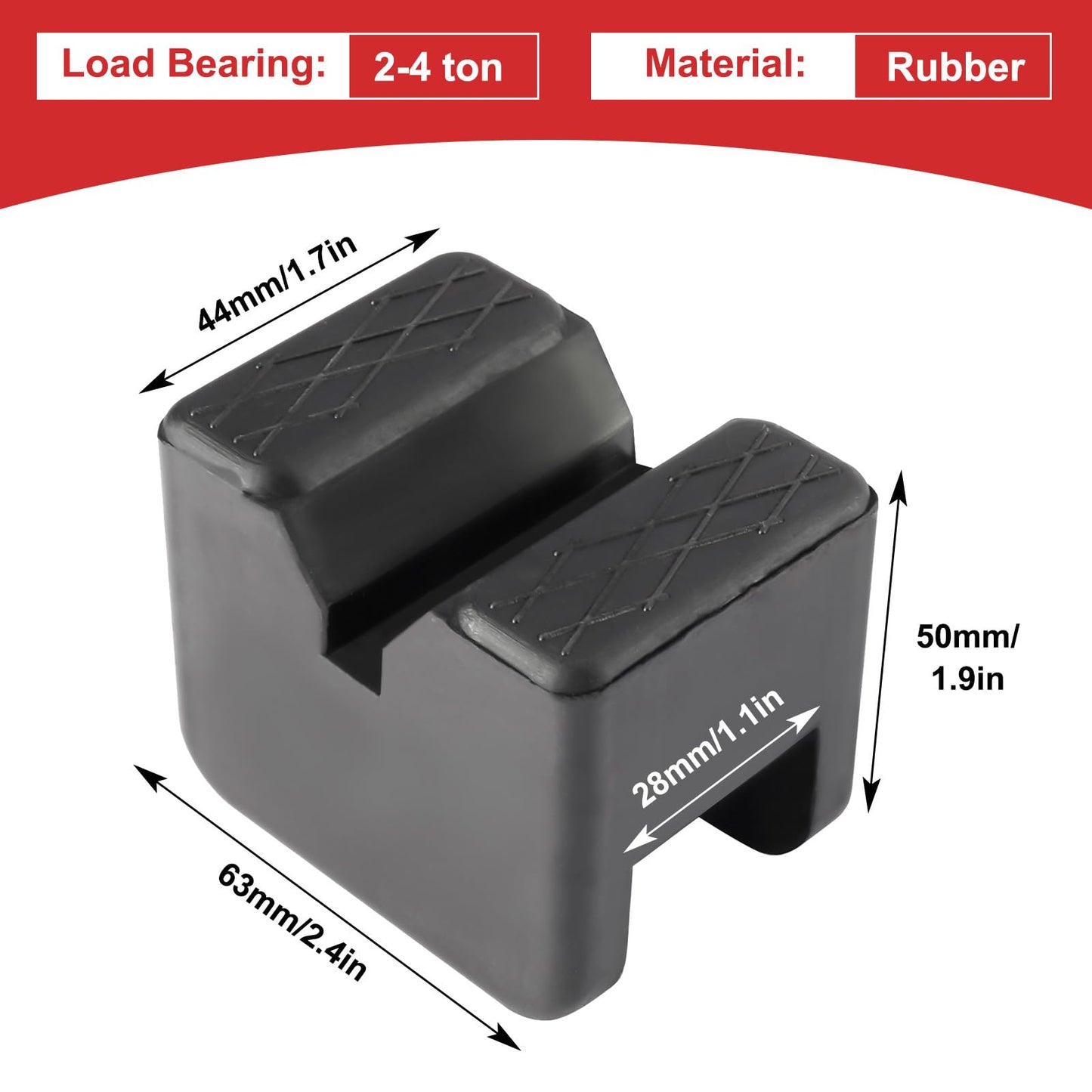 Toolly Paquete de 4 adaptadores universales de goma para gato, 2 a 4 toneladas de marco ranurado de piso con ranura en V y estilo redondo para soportes de gato de coche de alta elevación