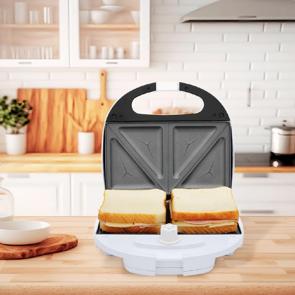 Sandwichera Taurus Beige Antiadherente Compacta con Almacenaje Vertical y Luz Indicadora