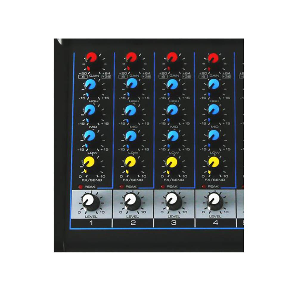 Consola Mixer de Audio Profesional Pyle Bluetooth USB 6 Canales con Potencia Fantasma y DSP 16 Bit