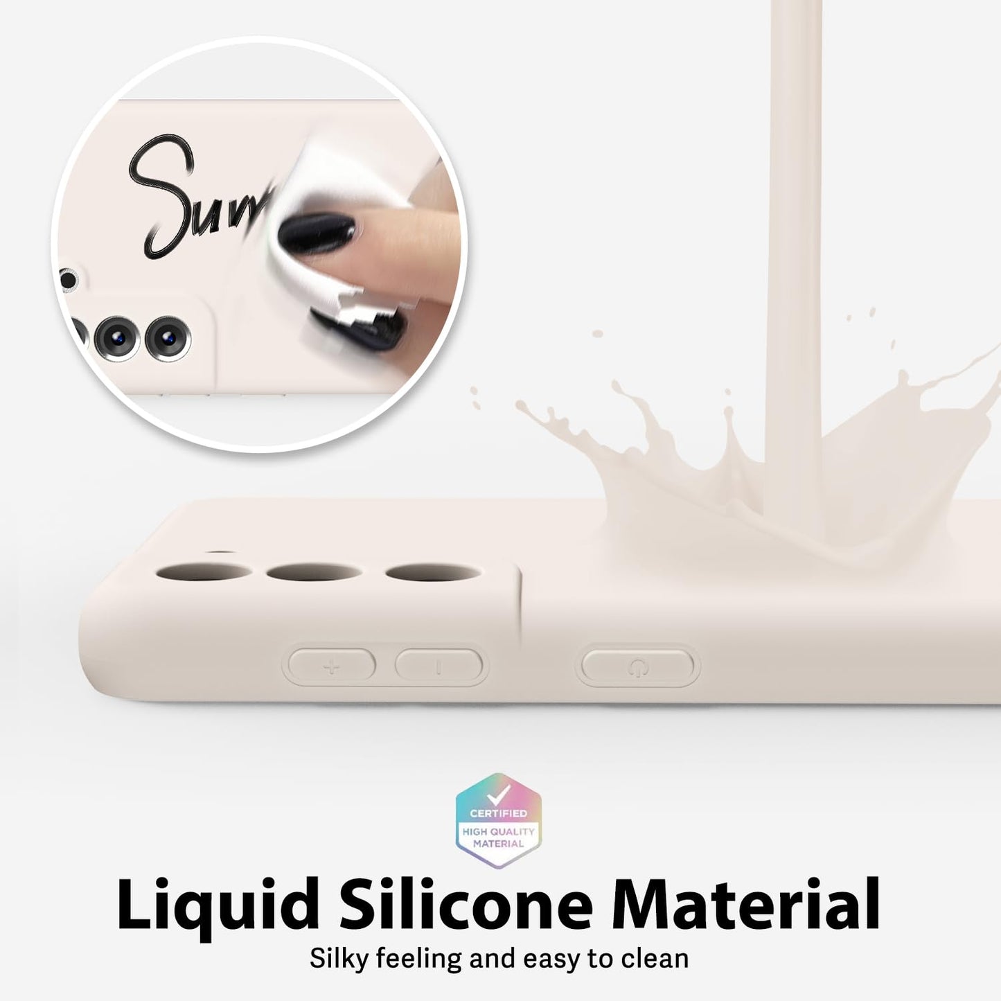 oakxco - Funda para Samsung Galaxy S21 FE 5G, agarre de silicona líquida, bonita funda delgada de goma suave TPU lisa para mujeres y niñas, estética, mate sólido protector y a prueba de golpes, piedra