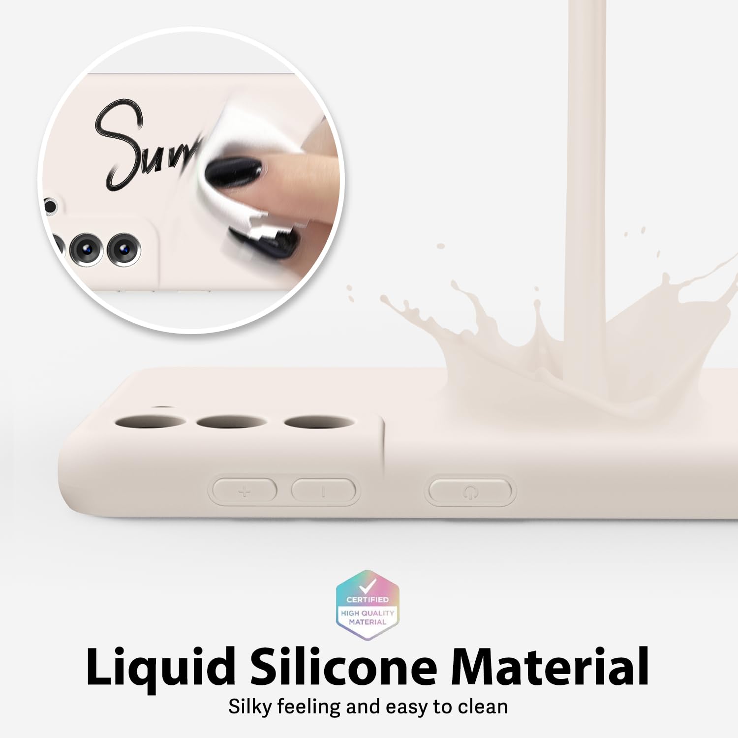 oakxco - Funda para Samsung Galaxy S21 FE 5G, agarre de silicona líquida, bonita funda delgada de goma suave TPU lisa para mujeres y niñas, estética, mate sólido protector y a prueba de golpes, piedra