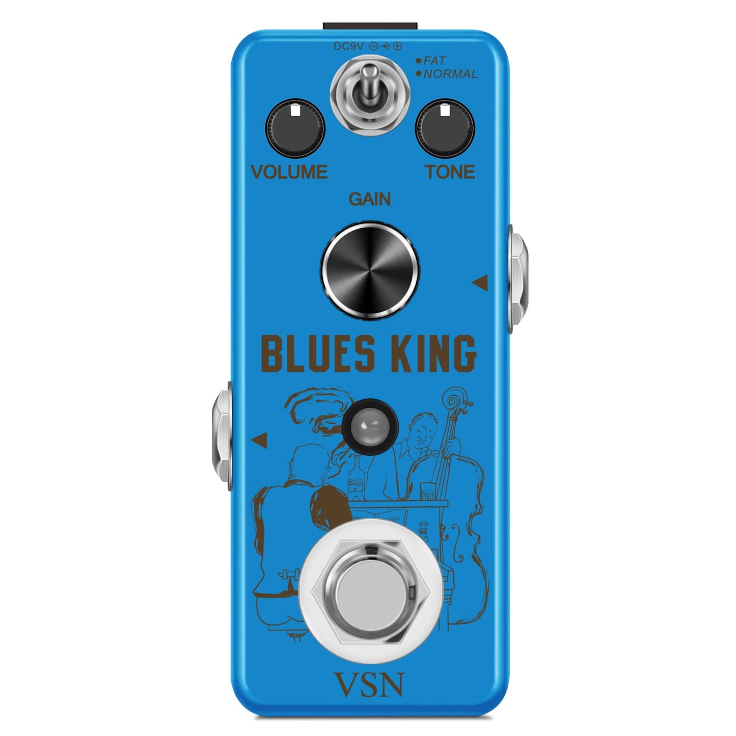 Pedal de Guitarra VSN Bluesy Blues Style Distortion Fat&Normal 2 Modes