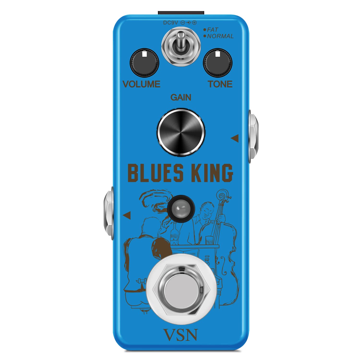 Pedal de Guitarra VSN Bluesy Blues Style Distortion Fat&Normal 2 Modes