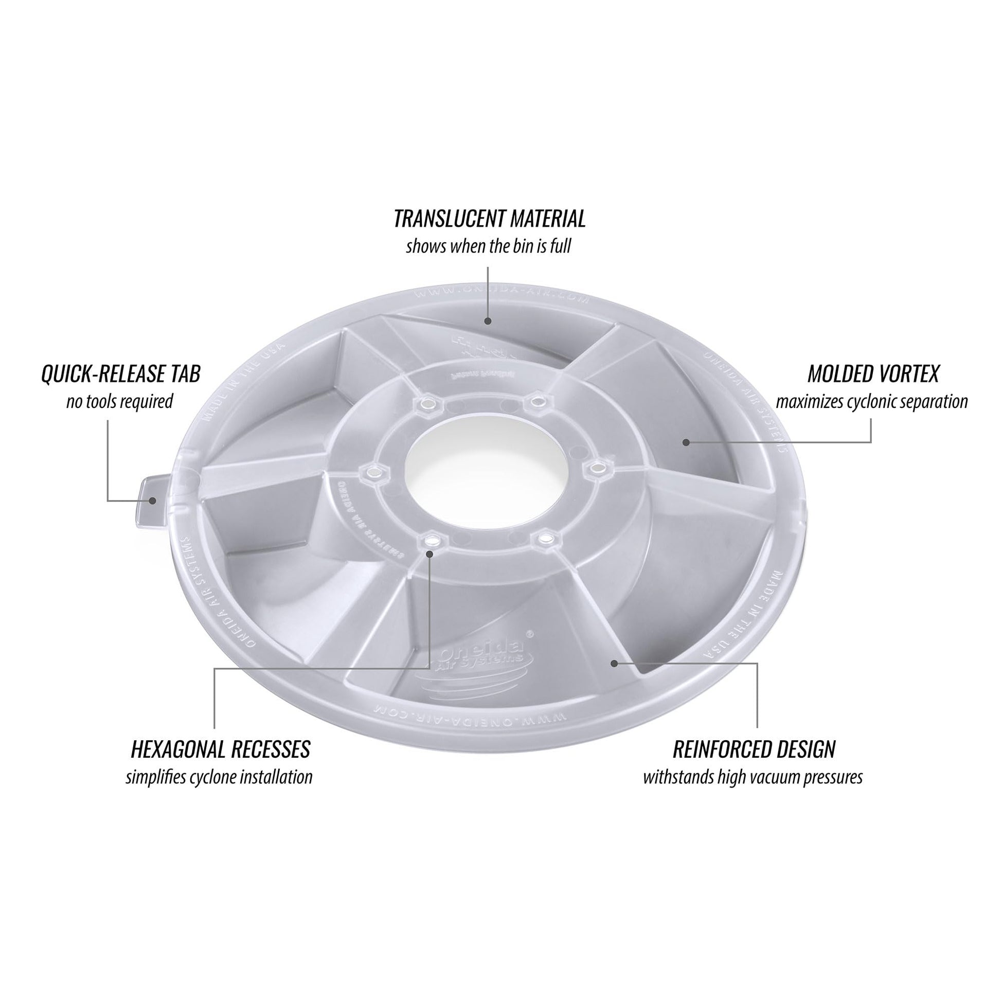 Kit Separador Ciclónico Oneida Air Systems Dust Deputy Deluxe Transparente con Soportes para Aspiradoras en Húmedo/Seco