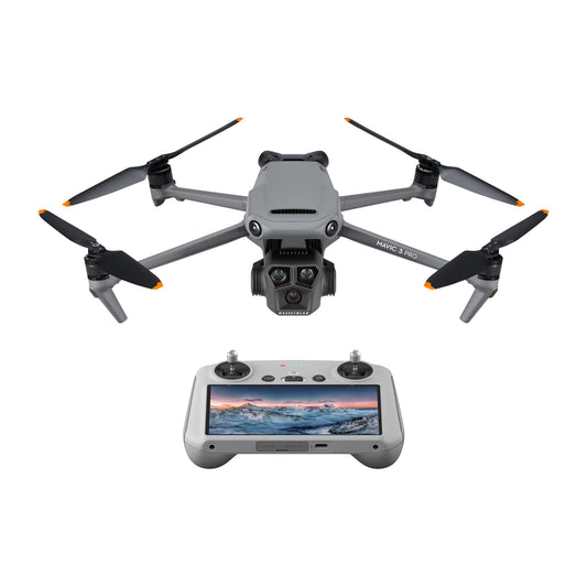 DJI Mavic 3 Pro con DJI RC (control remoto con pantalla), dron insignia de tres cámaras con cámara Hasselblad con CMOS 4/3, 43 min de tiempo de vuelo y transmisión de vídeo HD a 15 km