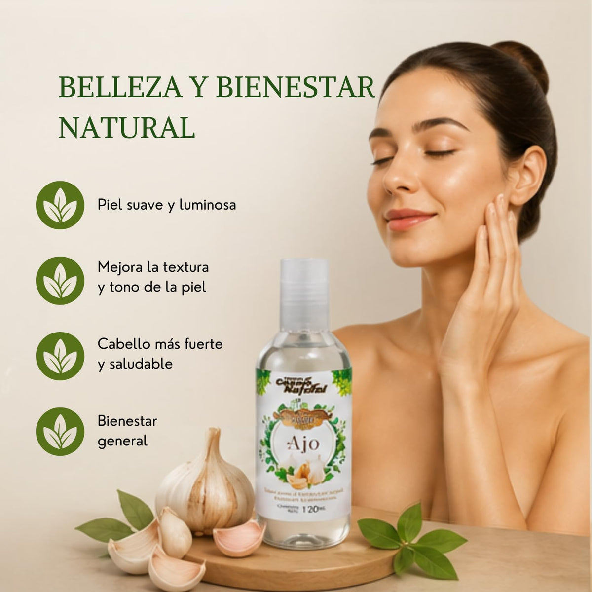 Aceite Corporal de Ajo Cosmo Natural, Purificante y Bienestar Muscular 120ml