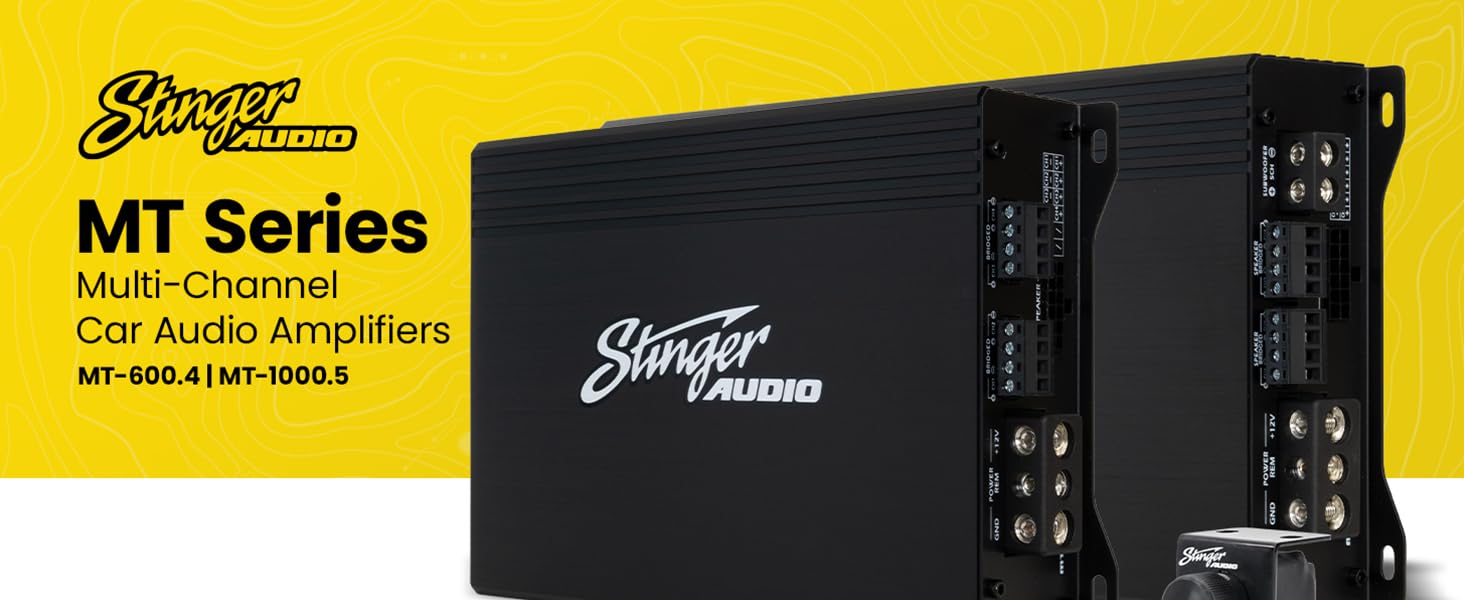 Amplificador de Audio Stinger MT-1000.5 Negro con 5 Canales RMS 1200W y Filtros Avanzados Subwoofer Remote Bass Boost