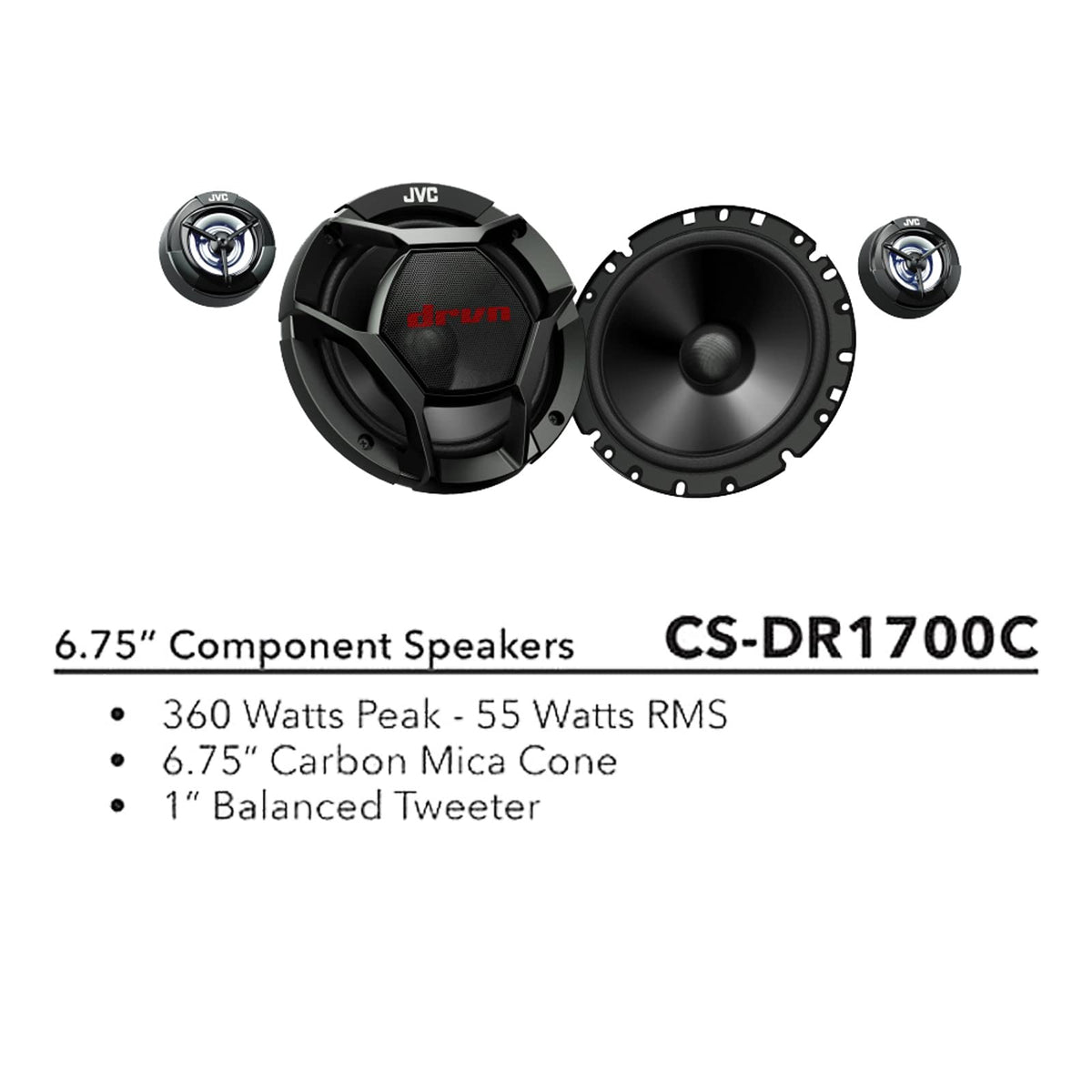 Bocinas Componente JVC 6.75" 2 Vías 360W Peak Mejora de Fábrica