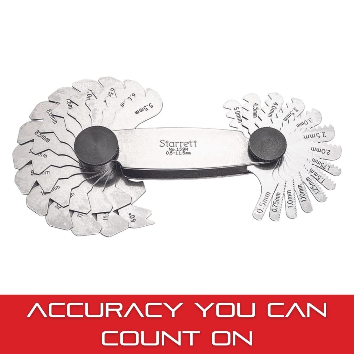Medidor de Paso de Tornillo Starrett 159M con Dispositivo de Bloqueo 60° 28 Hojas