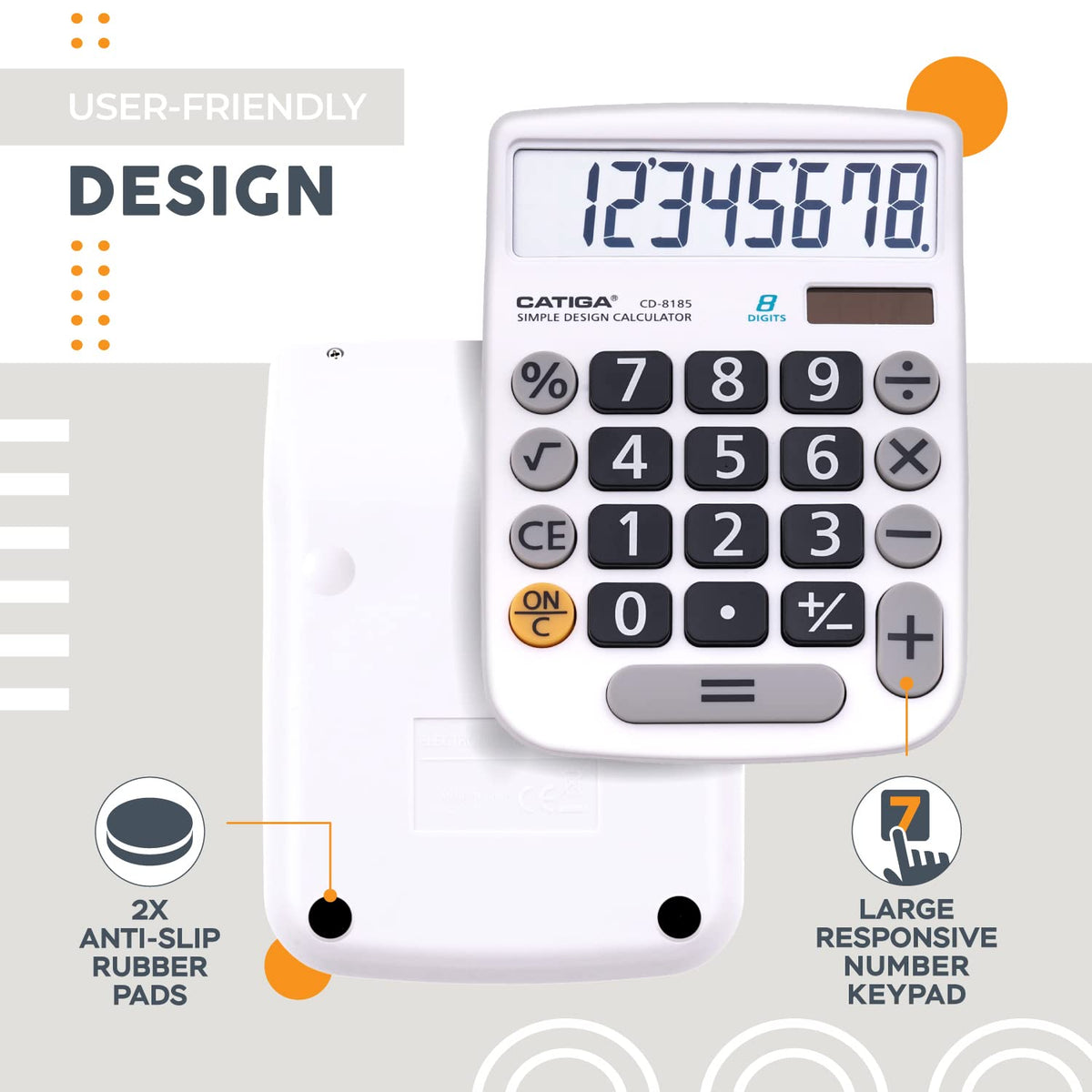 Calculadora de Escritorio CATIGA Negra con Energía Solar y Pantalla LCD Fácil de Leer