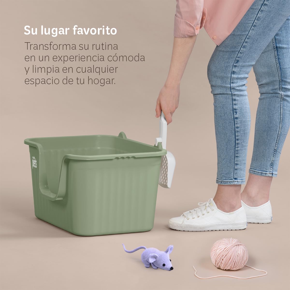 Arenero para Gato ESQUIMAL Verde con Paredes Altas y Pala