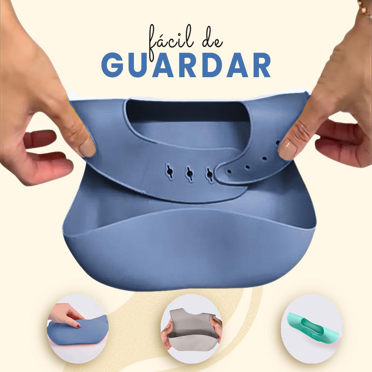 HAPPY LIFE baberos para bebe de silicona suave grado alimenticio, set 3 baberos impermeables, BPA FREE, para alimentacion complementaria de bebé (niño I azul)