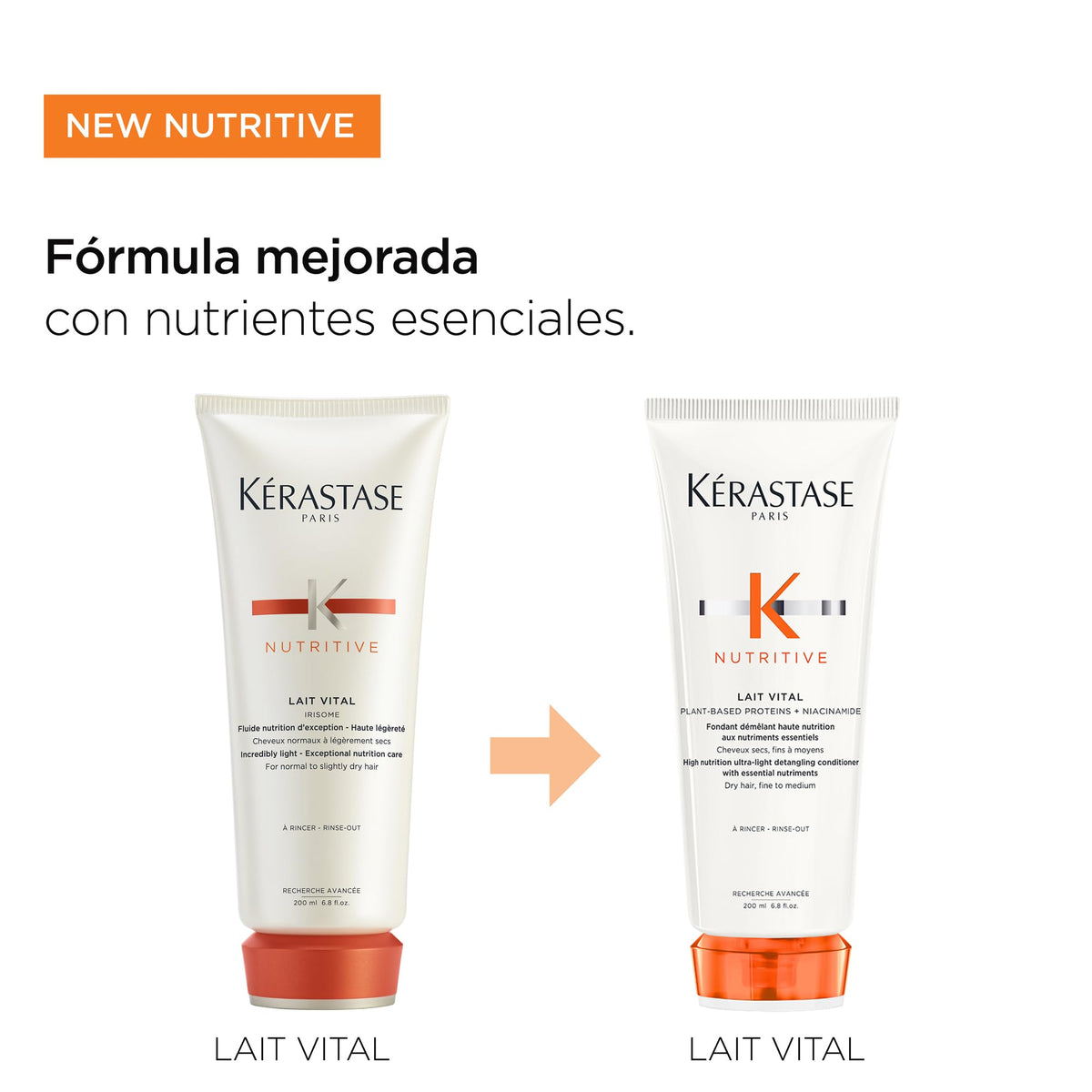 KÉRASTASE Lait Vital | Acondicionador de Nutrición Profunda para Cabello Ligeramente Seco | Nutre y Revitaliza el Cabello | Con Proteínas de origen vegetal, Niacinamida y Glicerina | 200ml
