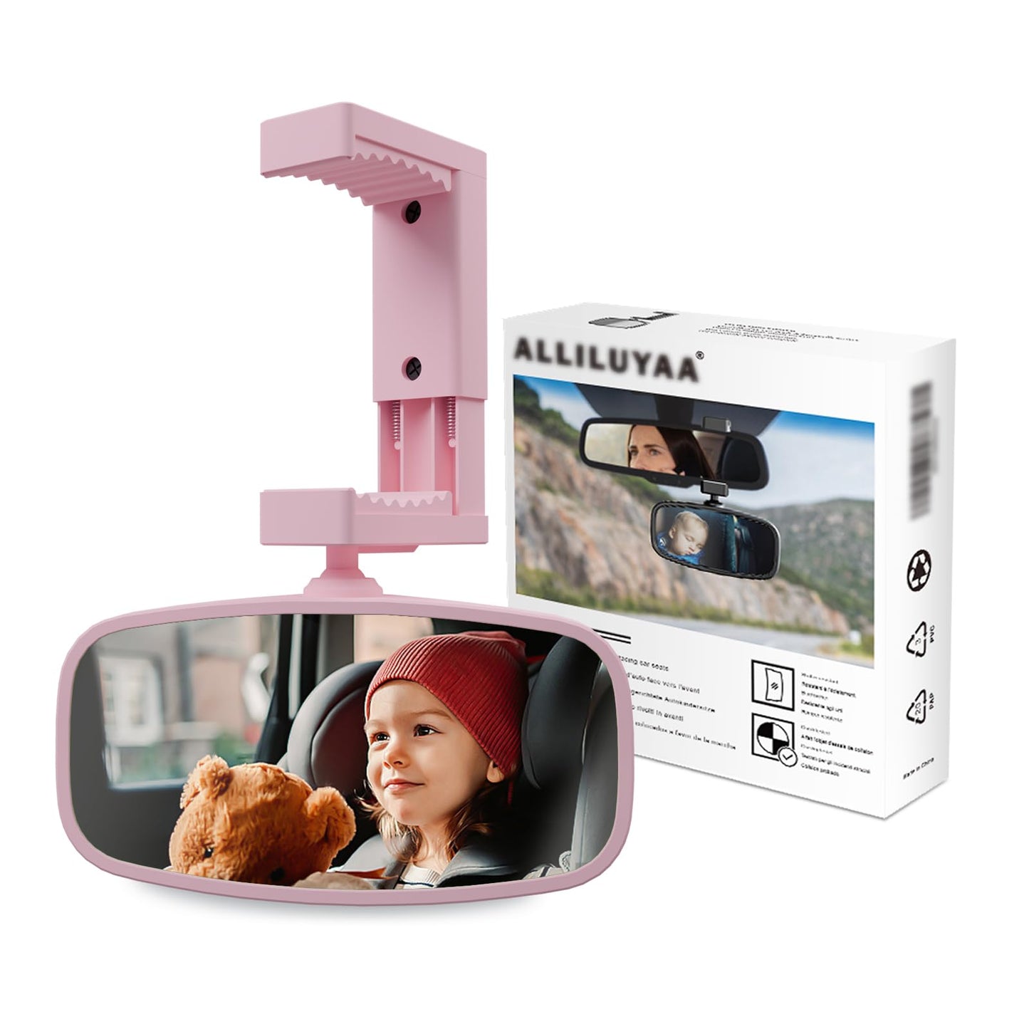 KERHAND - Espejo de coche de bebé de 360 grados para asientos traseros, espejos de seguridad para niños con instalación sin herramientas, espejo retrovisor para niños, sin BPA, inastillable y