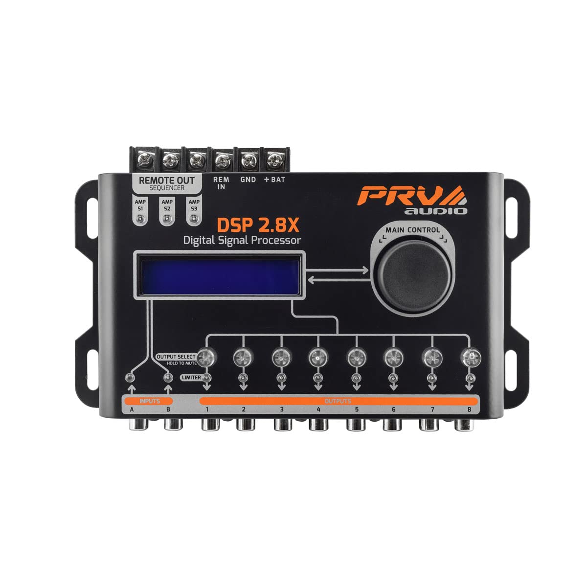 Procesador de Audio Digital PRV AUDIO 8 Canales con Crossover y Ecualizador para automóvil