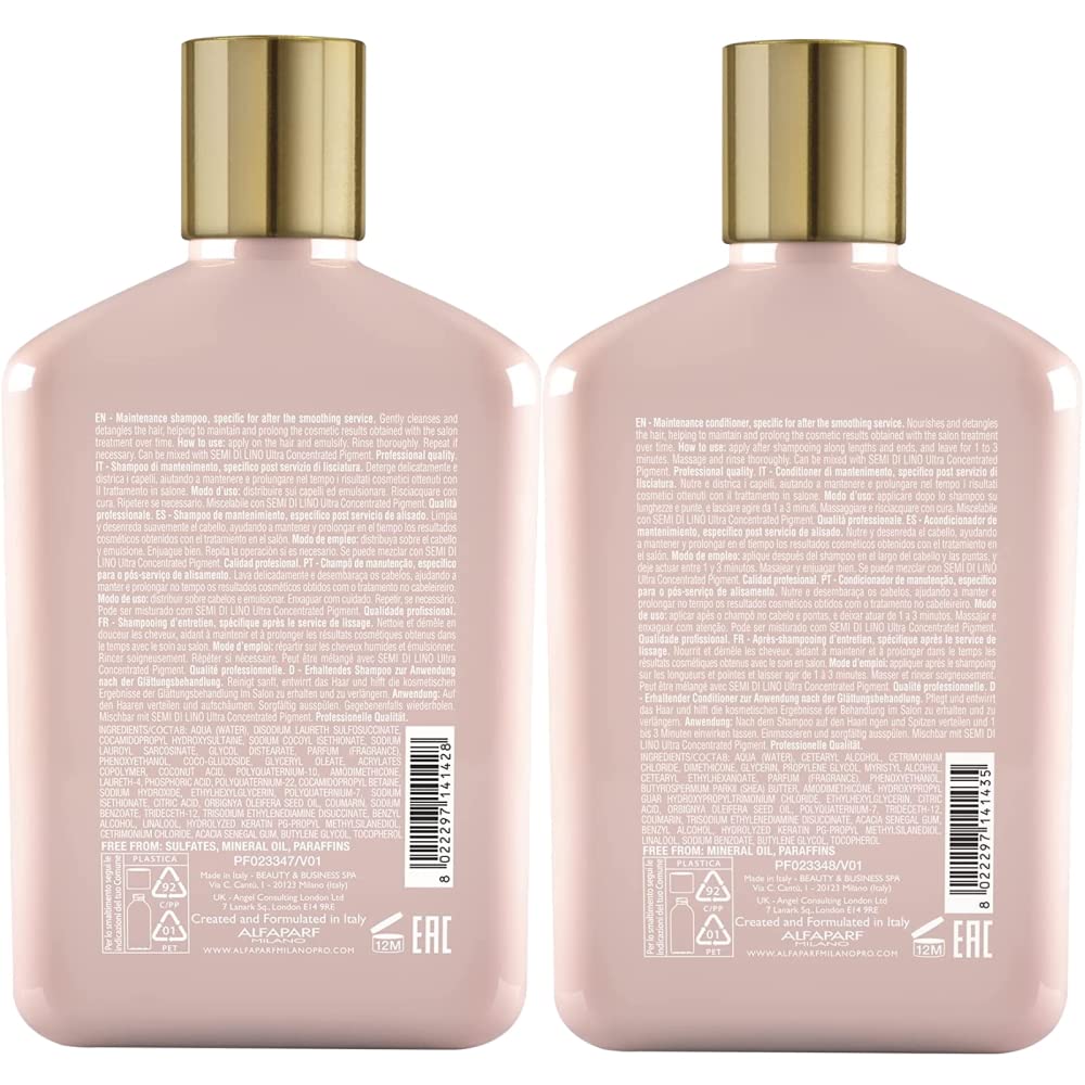 AlfaParf - Kit Champú y Acondicionador Lisse Design, 2x8.45oz - Cuidado Profesional para Cabello Liso - Belleza Capilar de Calidad