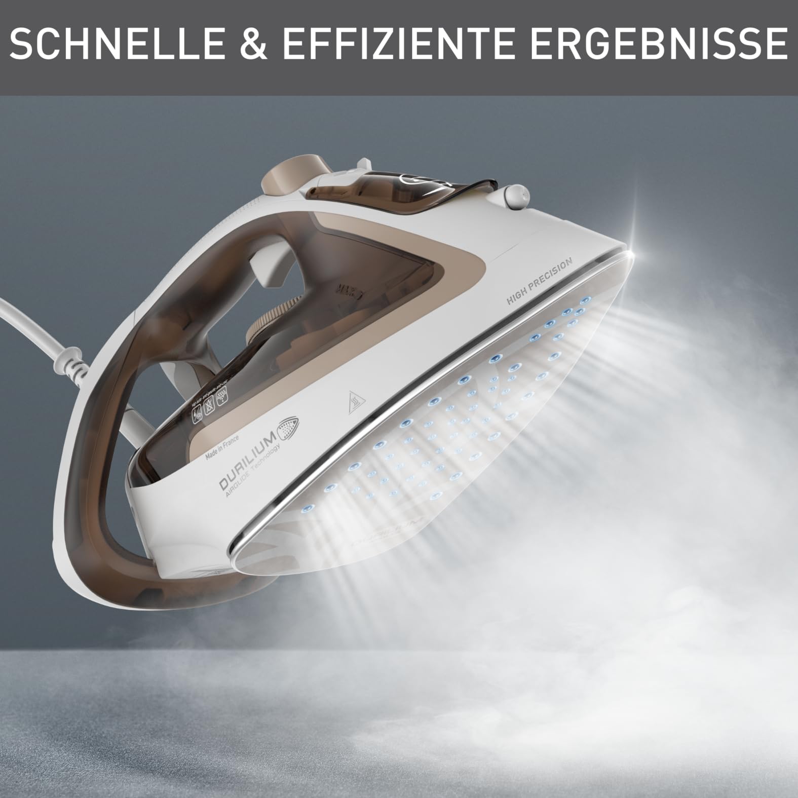 Plancha de Vapor Tefal FV5780 Mocha Blanco con Suela Durilium AirGlide y Vapor Automático