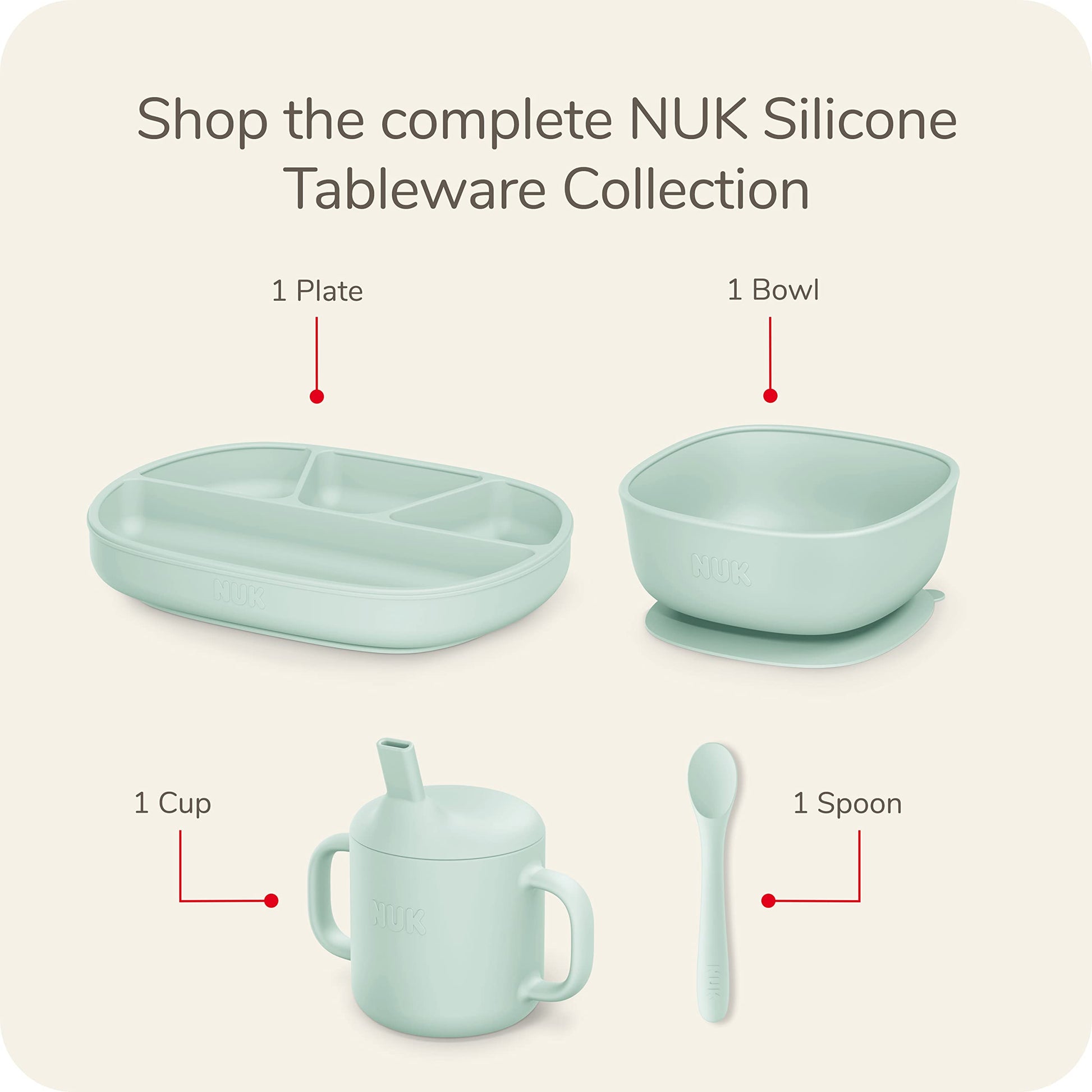Juego de Vajilla de Silicona NUK Azul con Succión Durable para Bebé