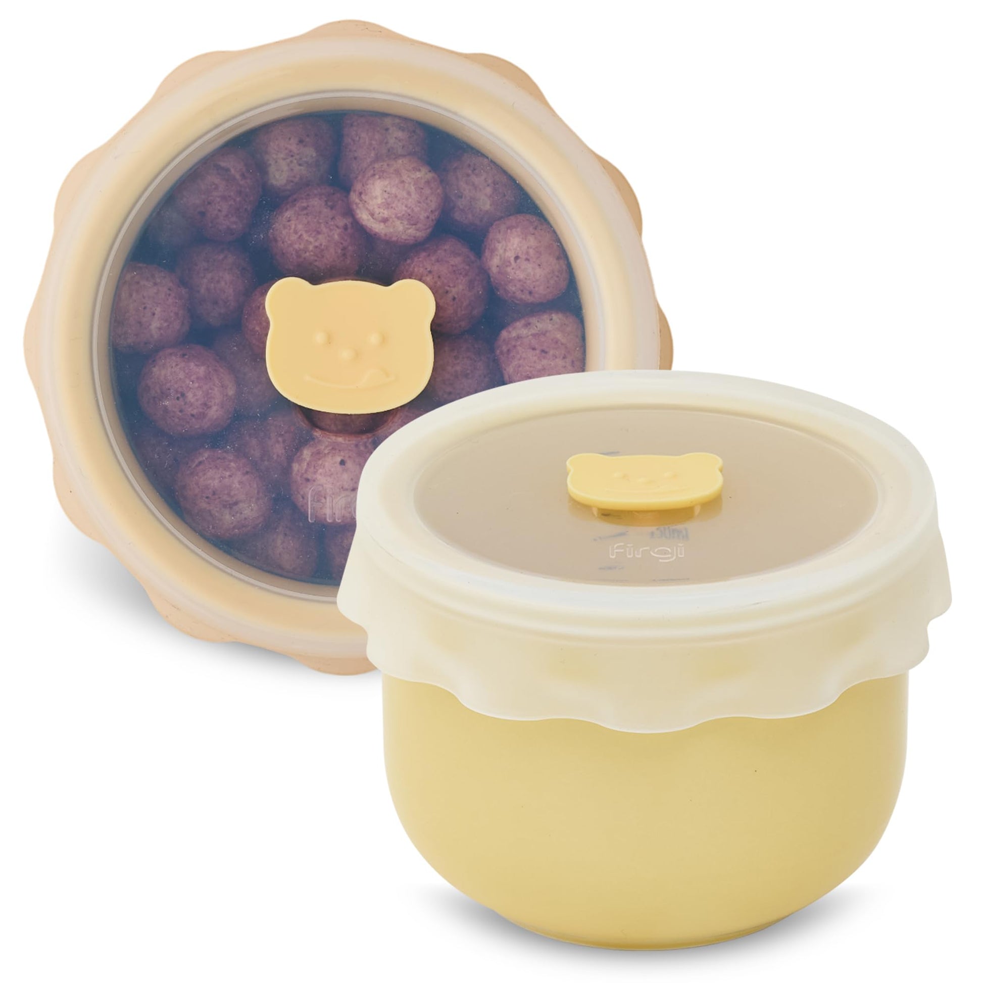 Firgi - Recipientes de almacenamiento de alimentos para bebés – Tupperware de cerámica con tapa hermética sin BPA, apto para microondas y lavaplatos, recipientes reutilizables con tapas – Recipiente