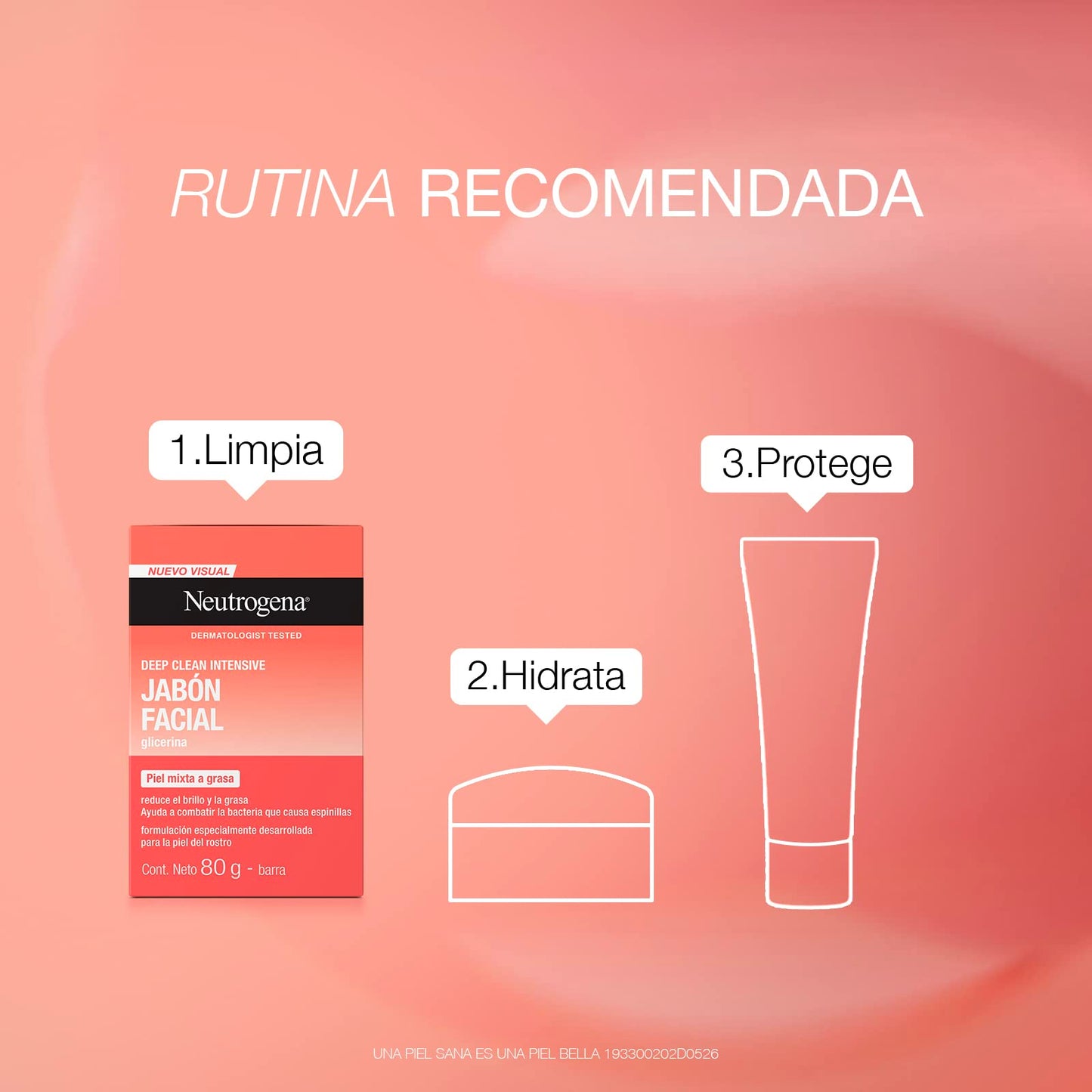 Jabón Facial En Barra Neutrogena Deep Clean Intensive Glicerina 80 g, 1 item + Hidratante Facial Hydro Boost Water gel 50 g