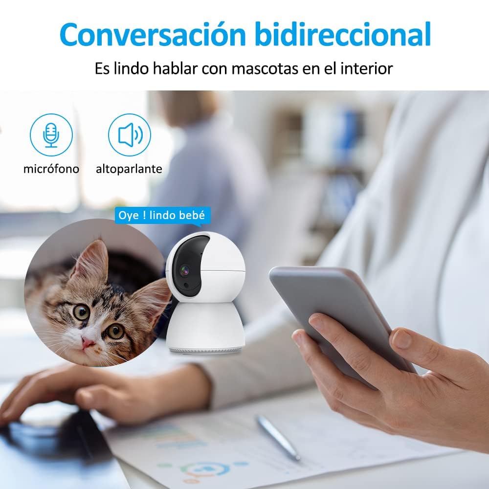 Cámara de Seguridad EASYTAO TV-628 2K 3MP WiFi con Audio Bidireccional y Visión Nocturna Compatible con Alexa