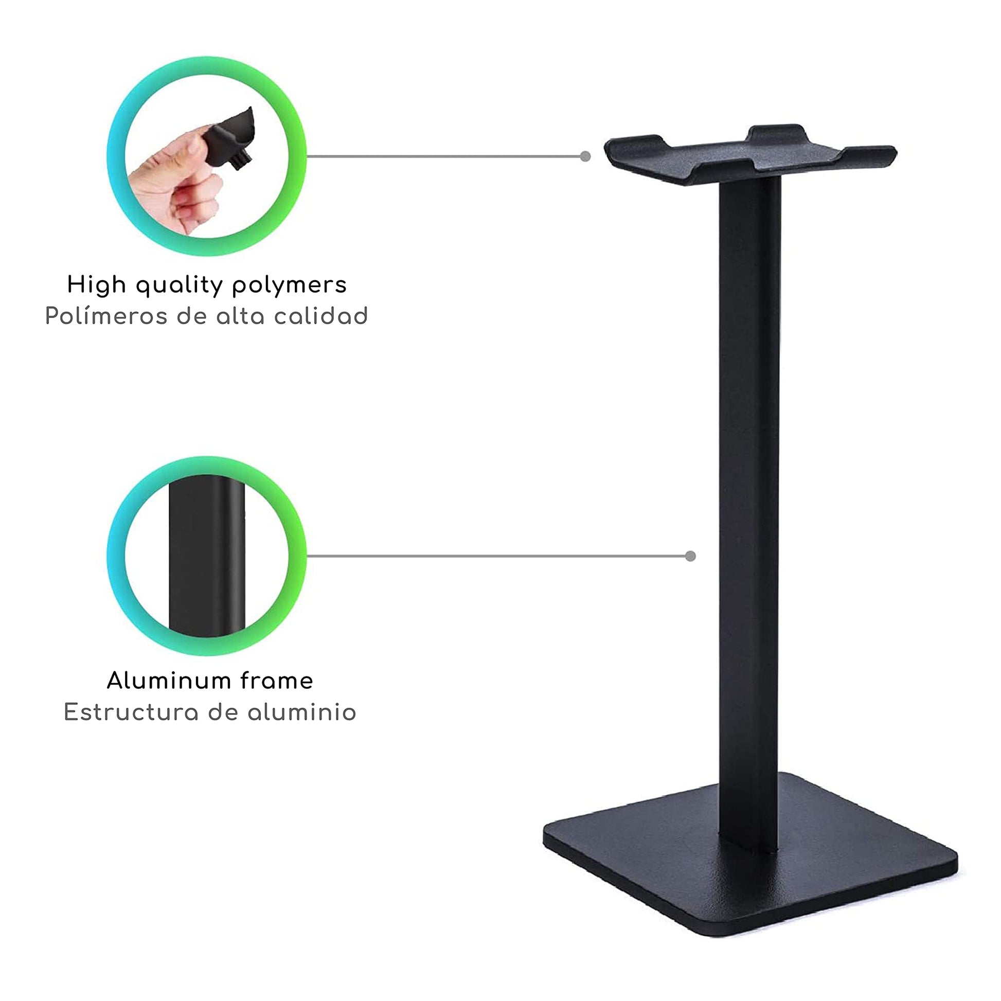 Lenfech boldr Soporte para Audífonos. Base Universal de Escritorio para Auriculares. Organizador de Escritorio. Compatible con Headphones y Gaming Headset Stand. Soporte Gamer (Negro)