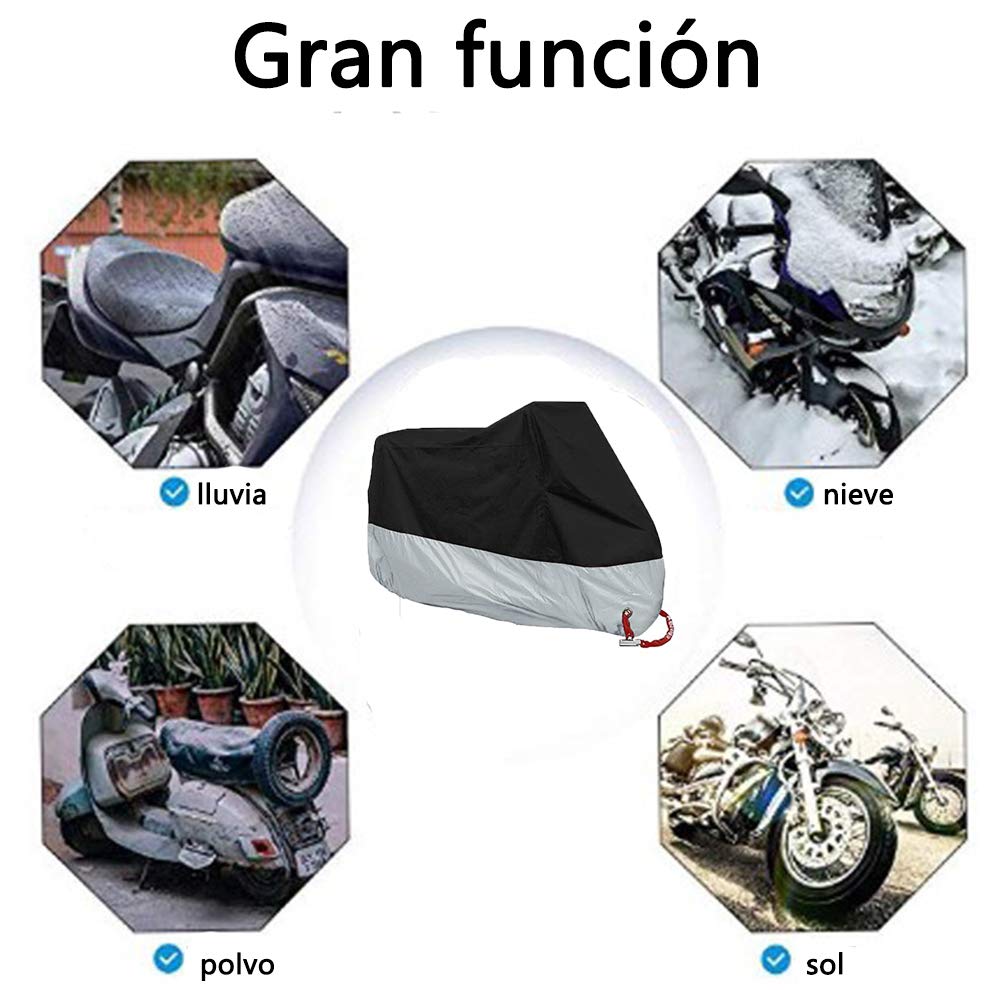 Bronkey - Funda impermeable para moto, para uso exterior, color negro y plateado, talla 2XL