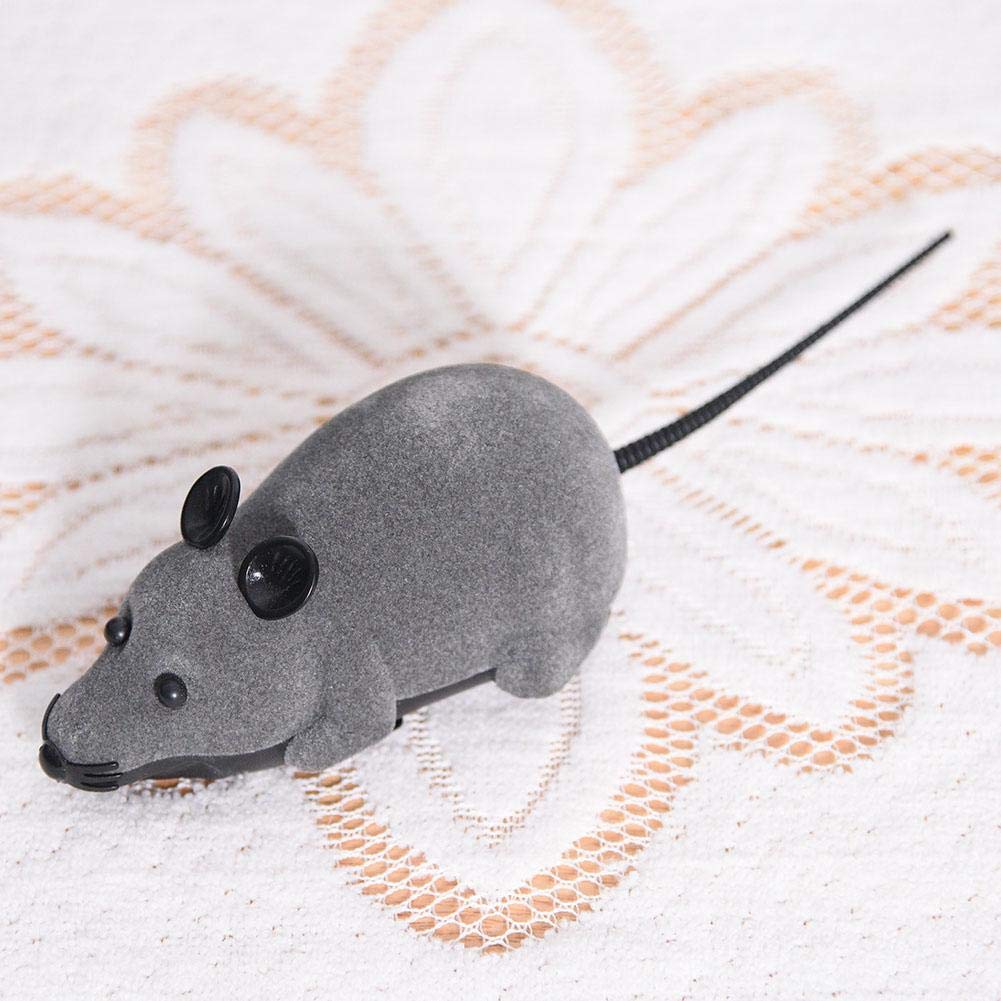 Juguetes de los Ratones del Gato, Ratón inalámbrico Divertido de la Novedad de la Rata Flocado Giratorio de Dos vías Juguete del Animal doméstico del Coche del ratón con