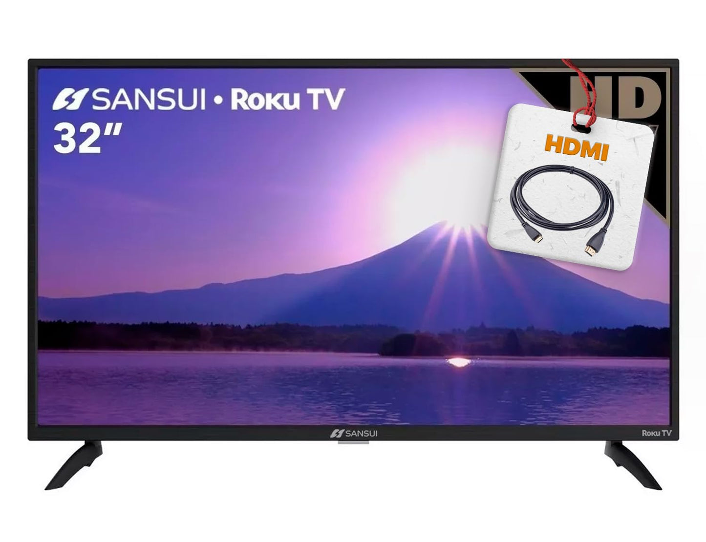 Televisor SANSUI HD Negro Compatible con Sistema Operativo Roku + Cable HDMI Gratis