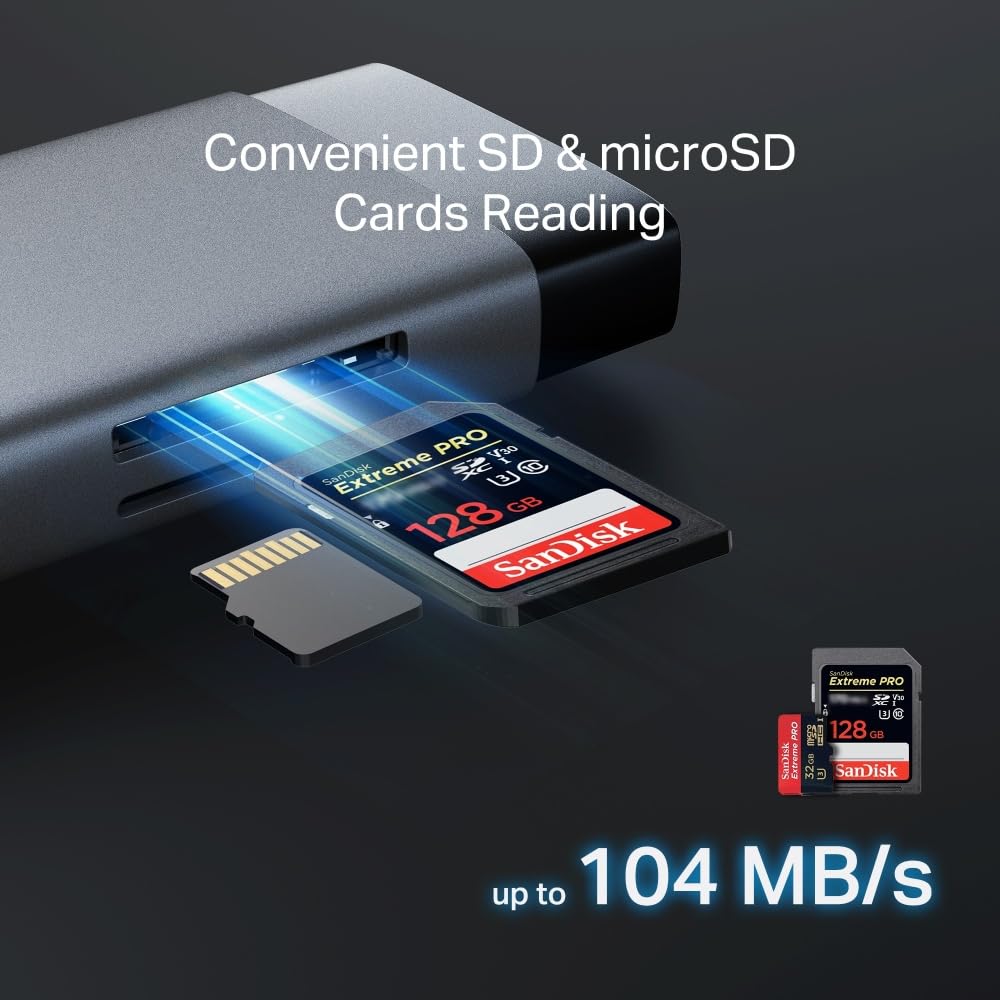 TP-Link Hub USB-C 9 en 1, HDMI 4K 60Hz, PD 100W, Ethernet Gigabit, SD/microSD, Puertos USB-C 5Gbps y 3× USB-A, Plug & Play, Compatible con MacOS, Windows, iOS, Android, ChromeOS (UH9120C)