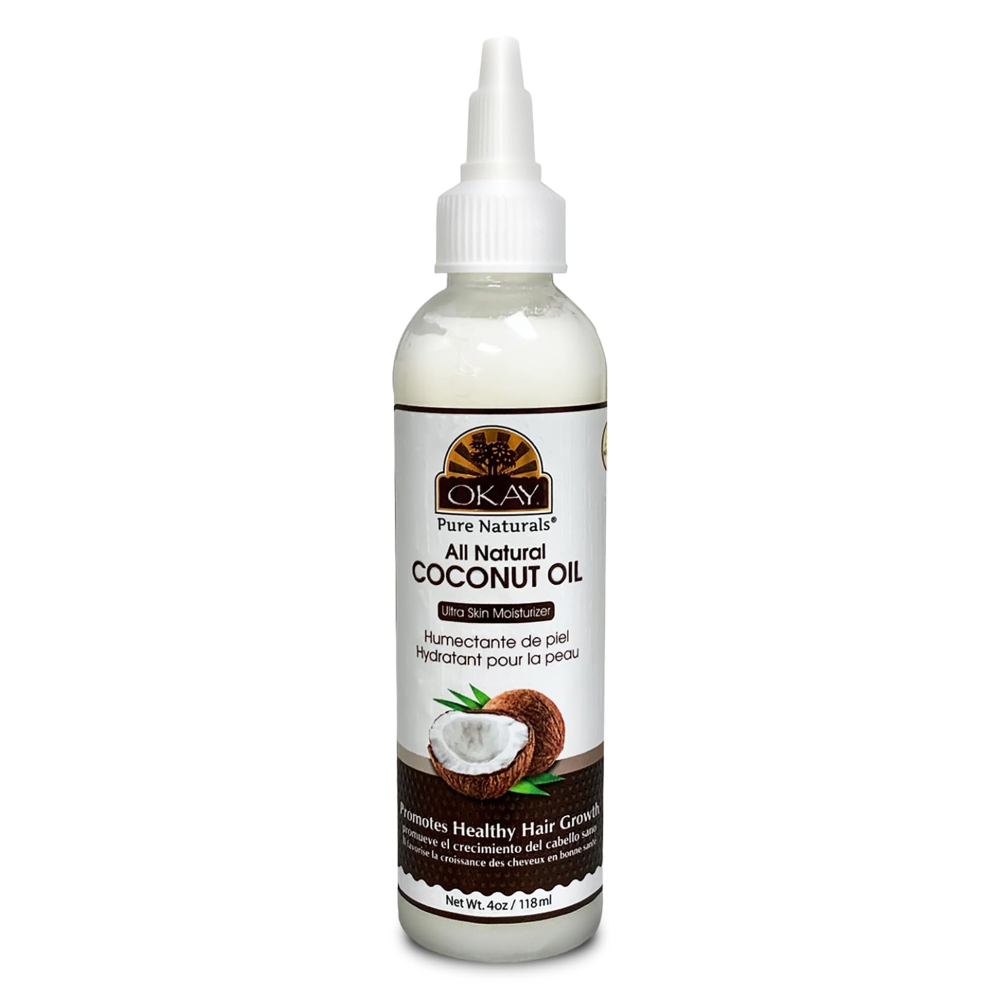 Okay 100% Pure Coconut Oil for Hair & Skin, 4 oz