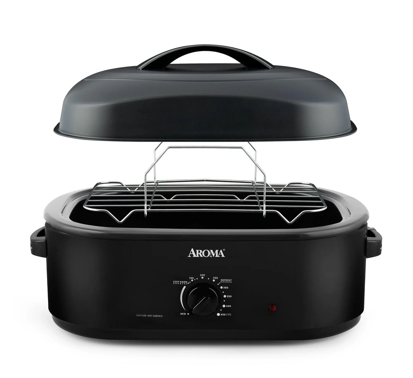 Aroma - Horno tostador eléctrico de 18 cuartos de galón (negro) con tapa de cúpula alta, marca #1 de horno tostador en los Estados Unidos, se adapta a pavo de hasta 25 libras