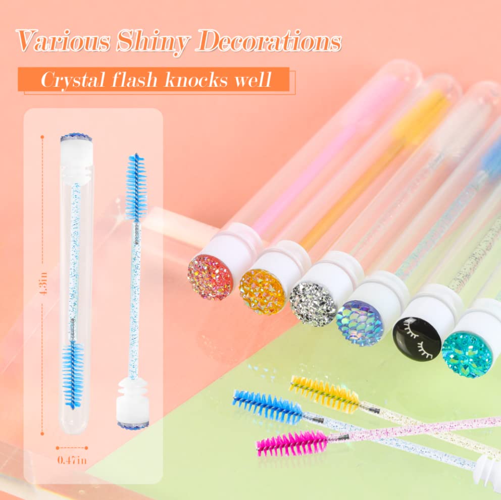 60 pinceles desechables para pestañas coloridas, para pestañas y pestañas, con forma de diamante, para maquillaje, varita de máscara en tubo sanitario, suministros para pestañas