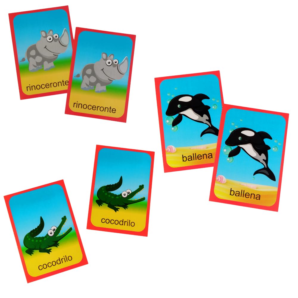 Edudak Juego de Memoria para Niños con Tematica de Animales. 60 Tarjetas. Juego de Mesa Infantil