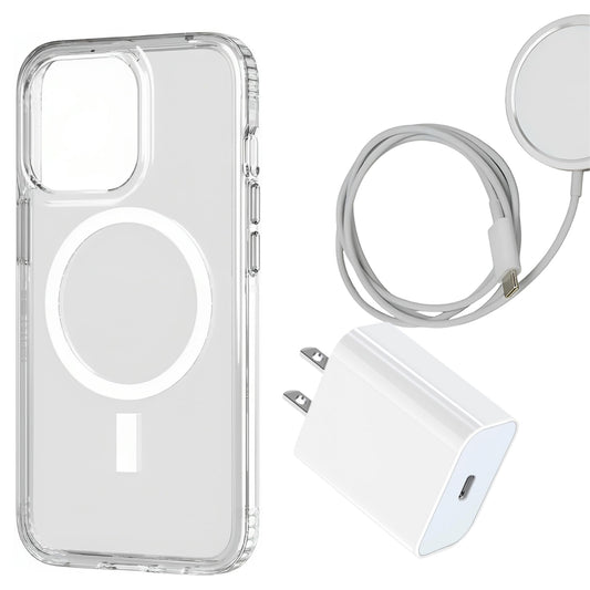 Kit Funda Protectora MR. GADGETS Transparente Carga Rápida Magnético Antigolpes para iPhone