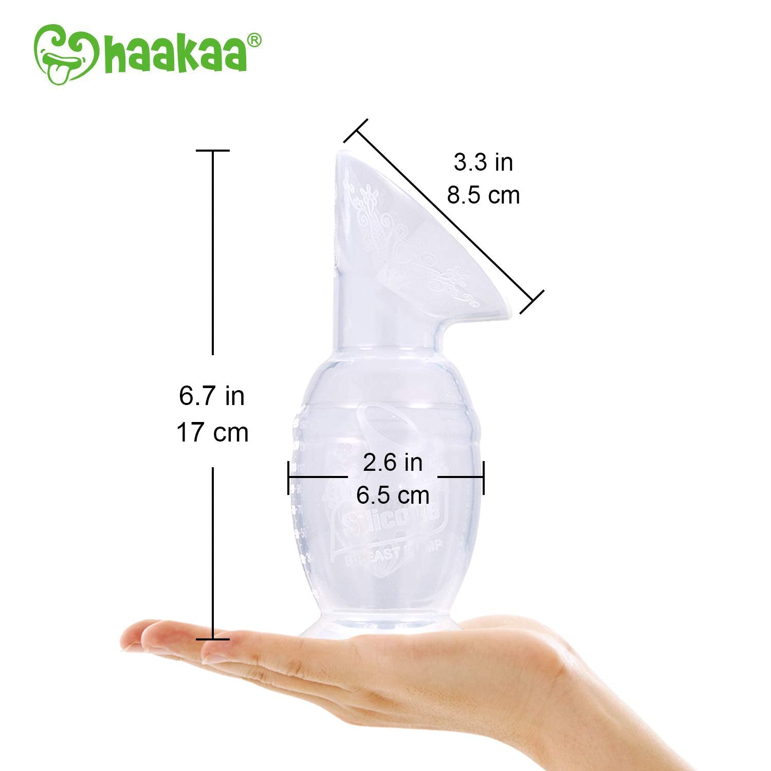 Haakaa Extractor de leche de silicona de 4 onzas/100 ml con base de succión, 100% silicona de grado alimenticio, sin BPA ni ftalatos