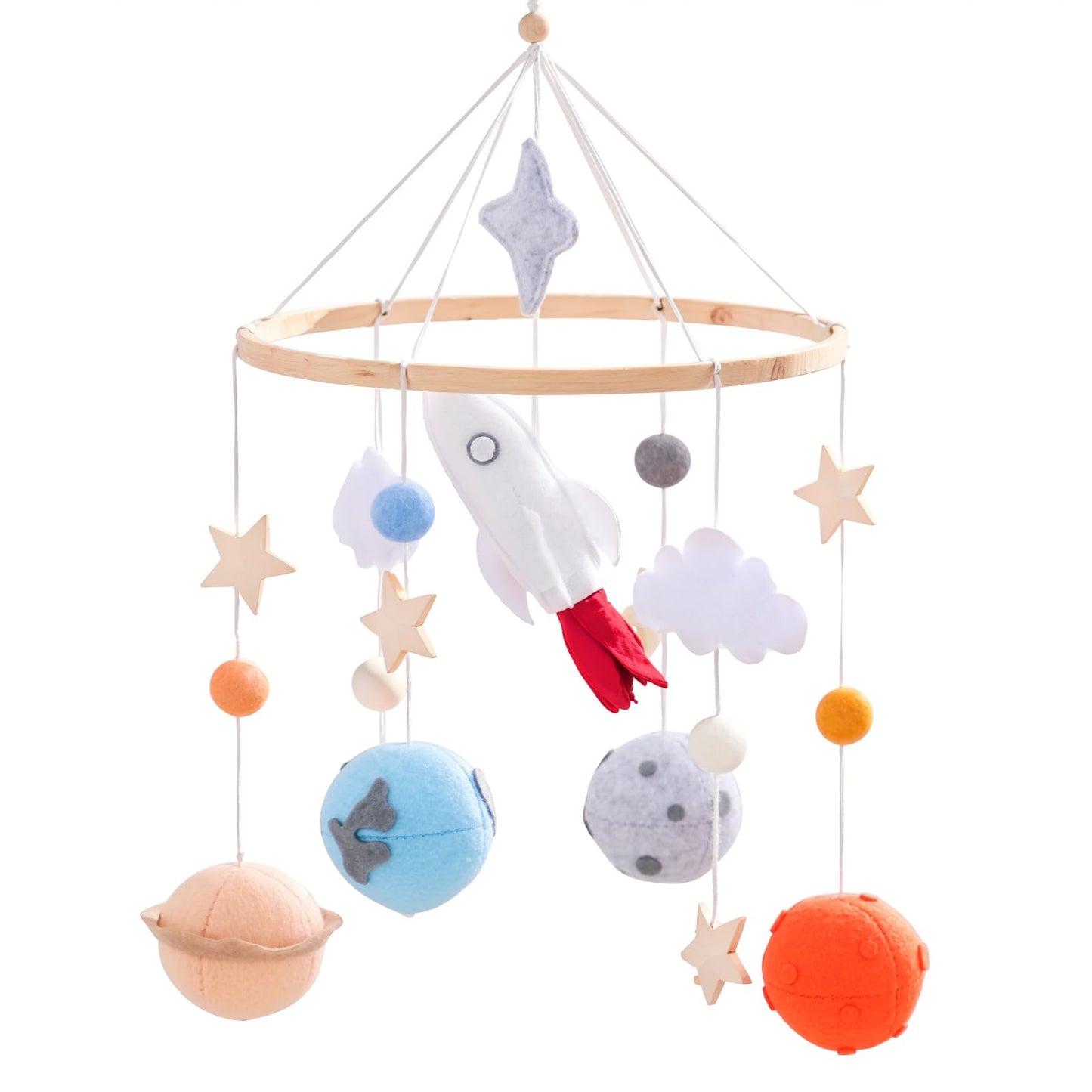 Móvil para cuna de bebé para niños y niñas, Móvil de fieltro de madera para cuna, con temática espacial de astronauta, decoración de cama de bebé, móvil para cuna, regalo para decoración de niños