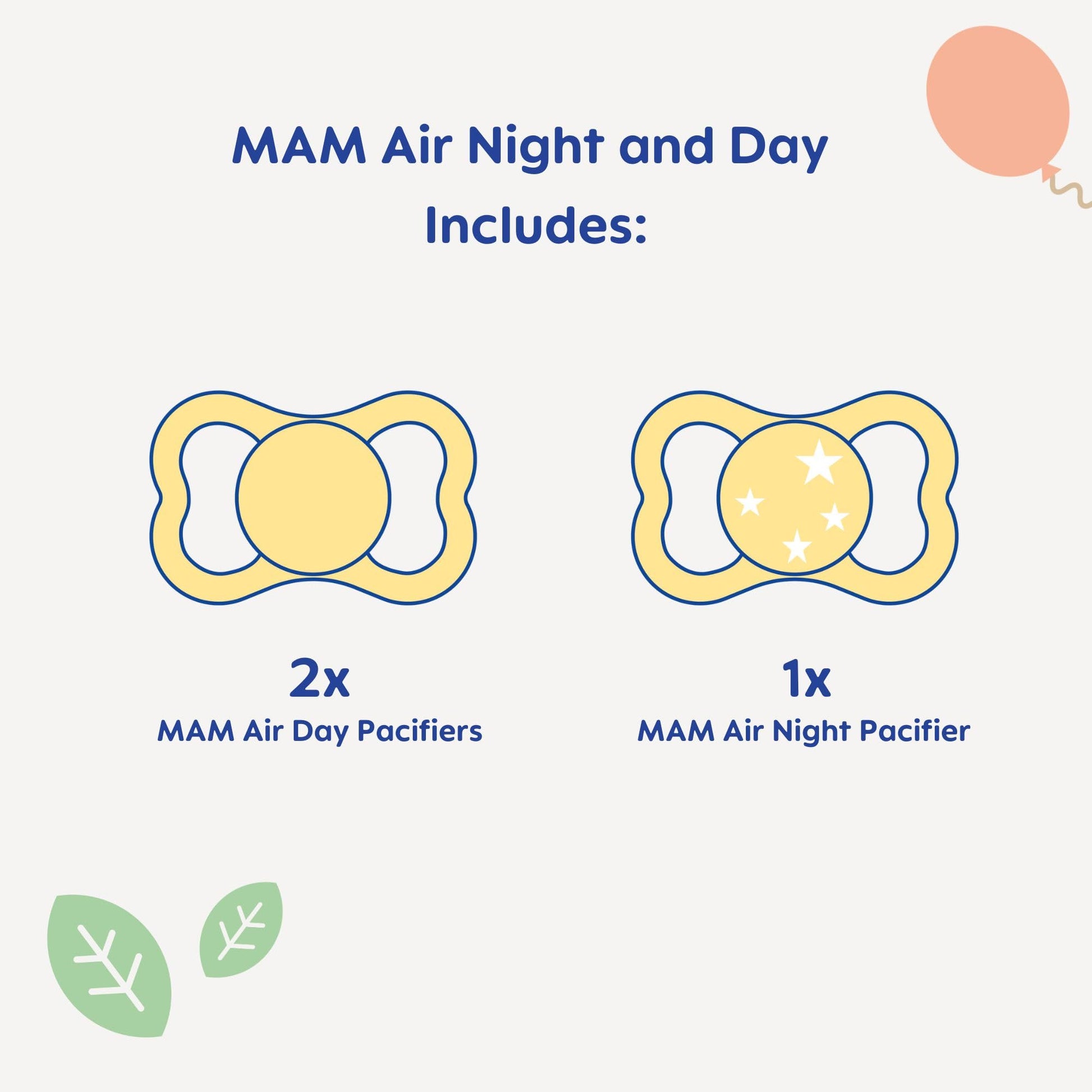 MAM Air - Chupete de día y noche, para piel sensible, brilla en la oscuridad, paquete de 3, 6-16 meses, niño