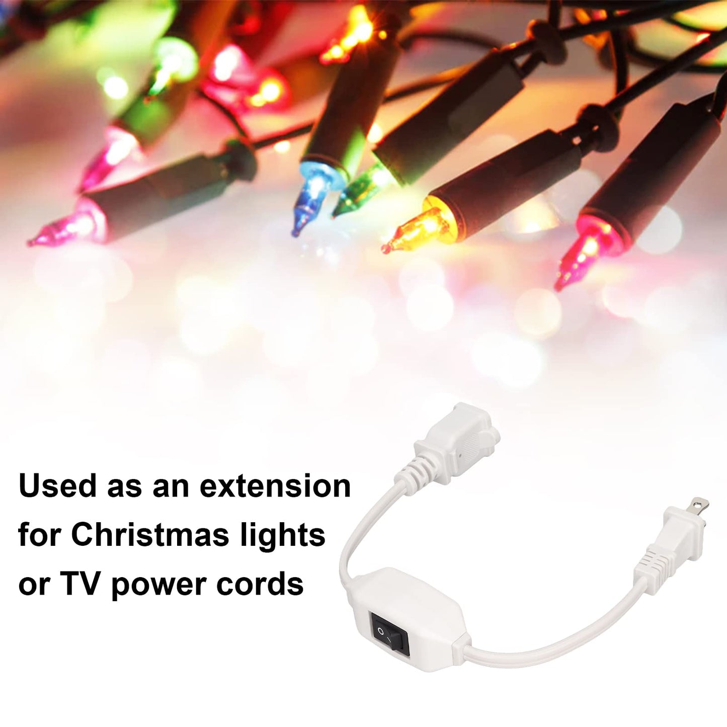Cable de Extensión Coninterruptor de Encendido y Apagado, Ignífugo, Duradero, Portátil, de 2 Clavijas, Cable de Extensión (Blanco)