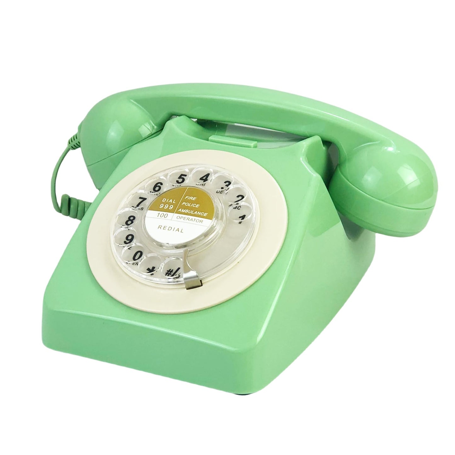 Benotek - Teléfono vintage retro de esfera giratoria de estilo antiguo, teléfono básico de una sola línea para escritorio, hogar, oficina, escuela, hotel