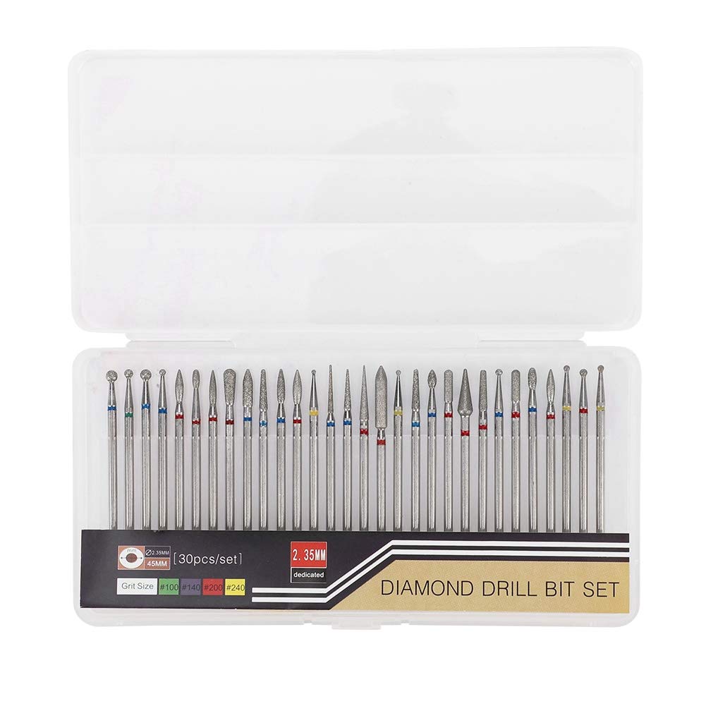 Kit de Taladro Salmue 30 Piezas Diamante para Arte de Uñas en Manicura y Pedicura