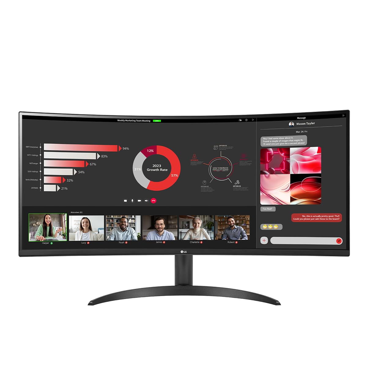 LG Monitor Curvo Ultrawide 34" 100Hz VA HDR, 34WR50QK (3440 x 1440), 5ms GtG, Contrast Ratio 1500a1