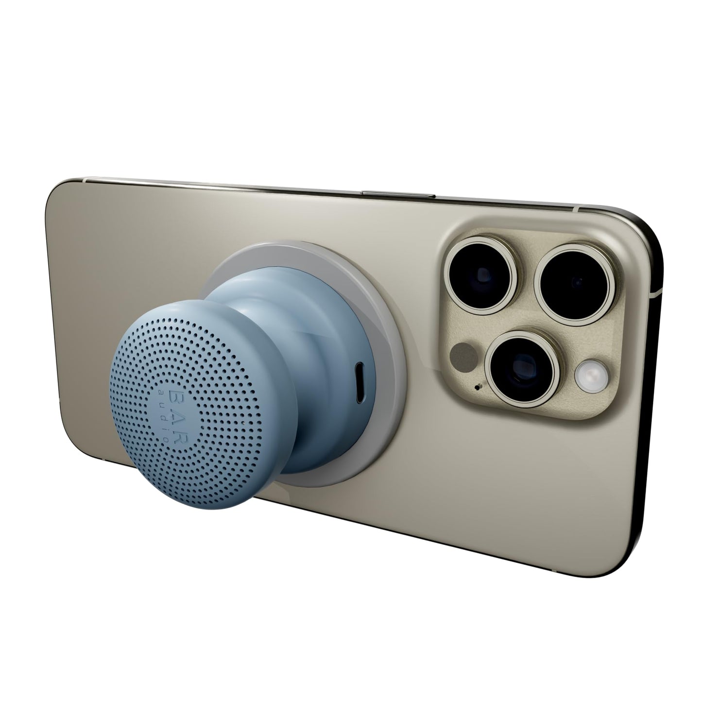 Cellhelmet Bar Audio Mini Mag Altavoz inalámbrico magnético compacto con audio potente, resistencia al agua IPX5, batería de 6 horas y montaje compatible con MagSafe en gris pizarrón y azul brillante