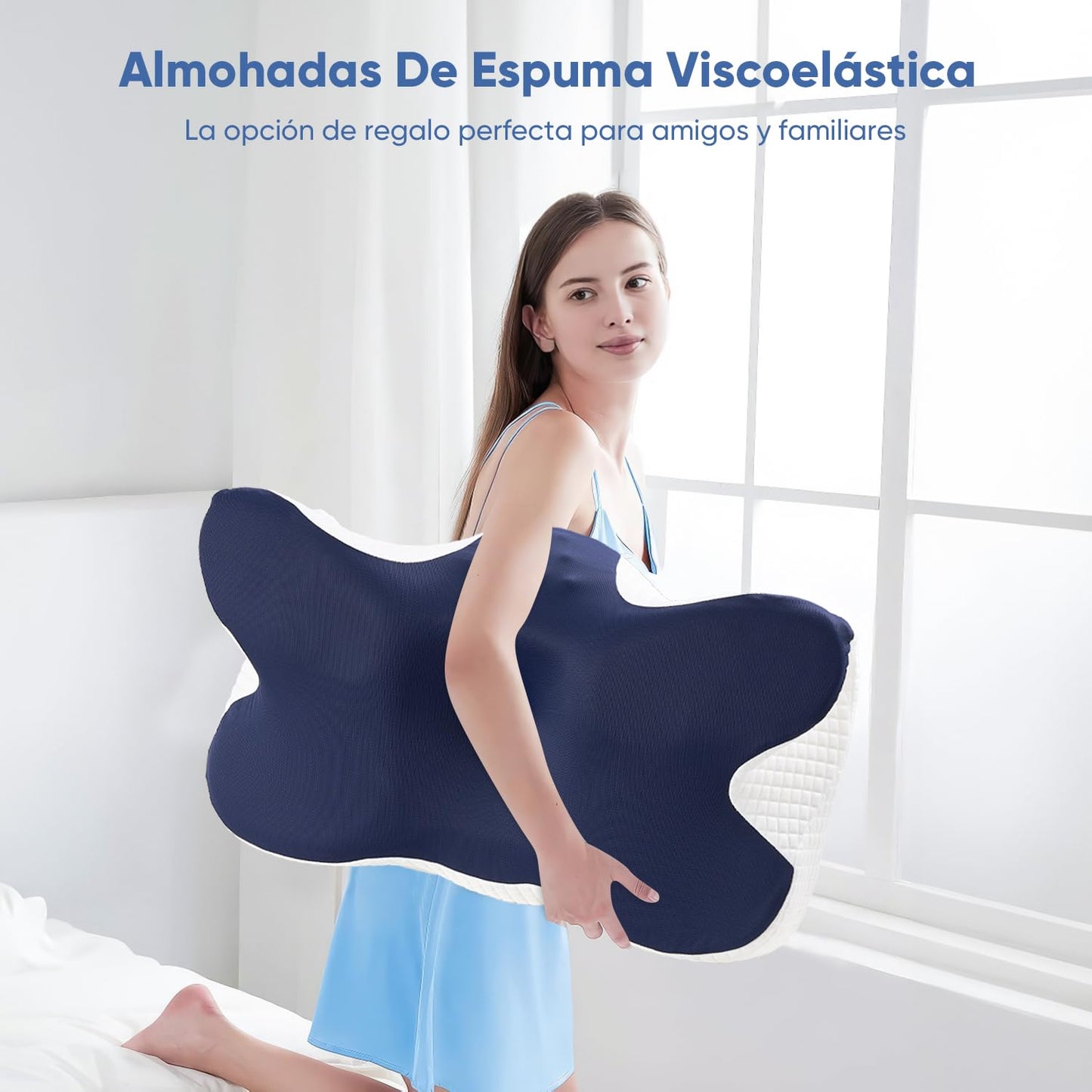 Hisemy Almohada Cervical,Almohada Ortopedica con Núcleo De Almohada De Espuma Viscoelástica, para Aliviar el Dolor De Cuello, Hombros, Almohada Antiarrugas para Dormir de Lado, de Frente y Espalda