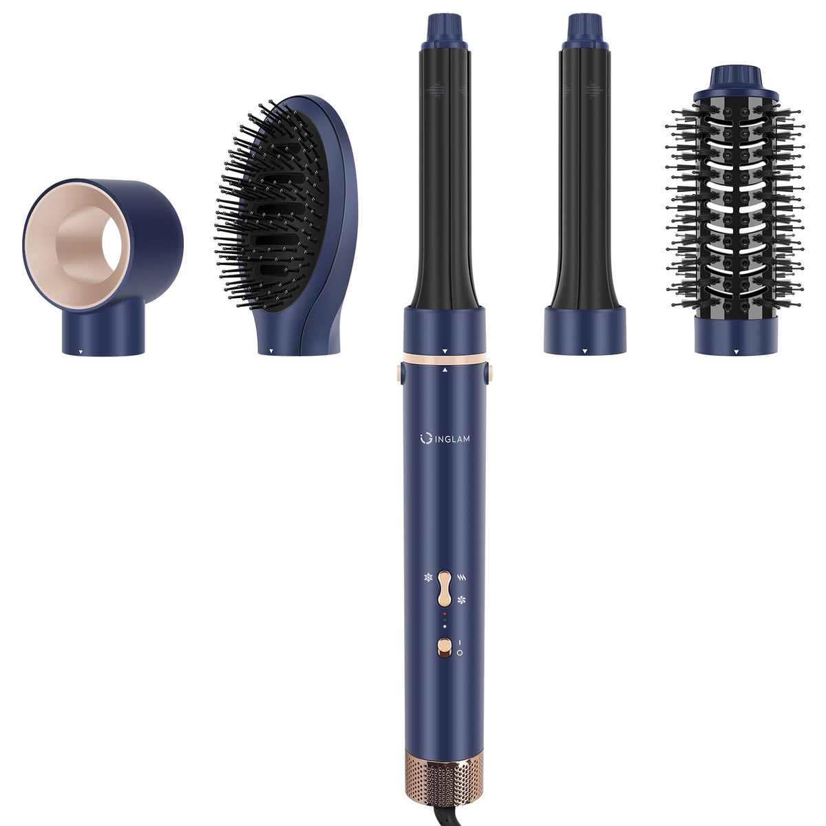 Cepillo Profesional MegaAIR Styler IG INGLAM Azul Prusiano Volumétrico 5 en 1 para Secado de Pelo