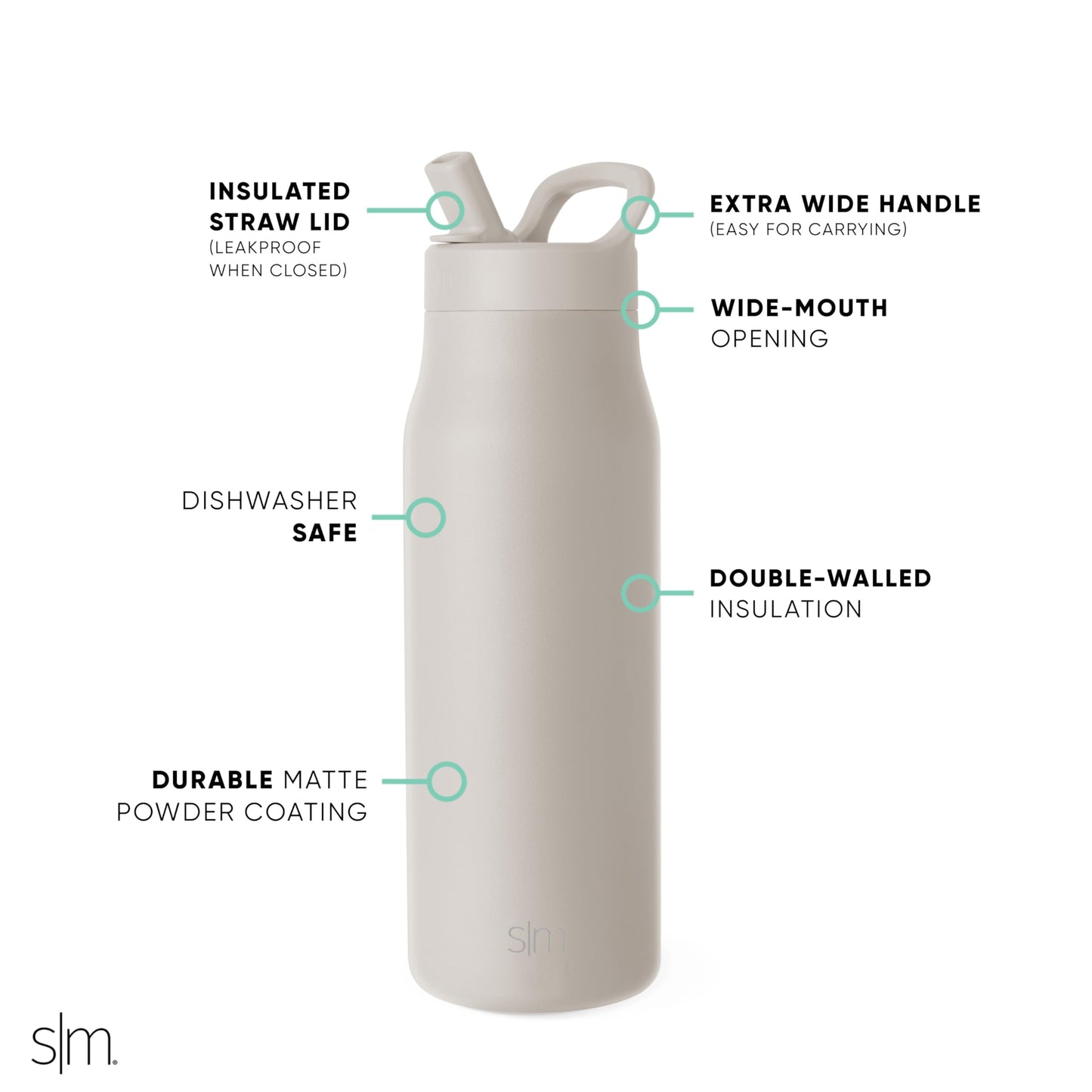 Botella de Agua Simple Modern Almond Birch Termo Aislado para Viaje y Gimnasio