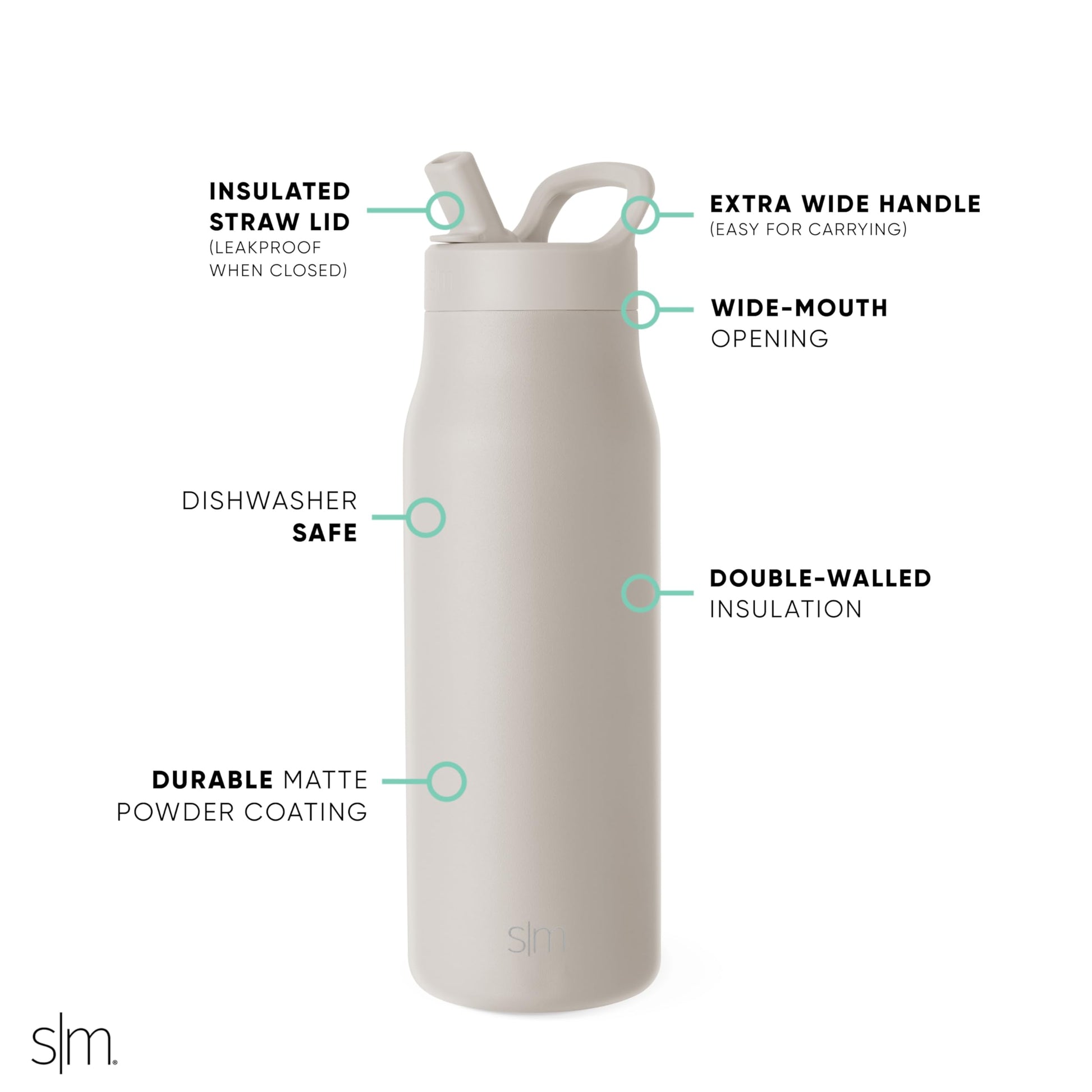 Botella de Agua Simple Modern Almond Birch Termo Aislado para Viaje y Gimnasio